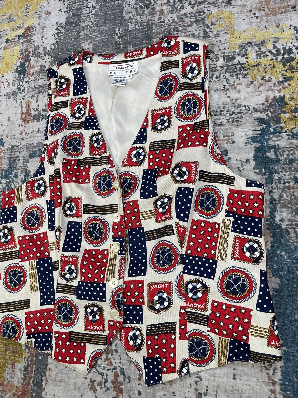 Talbots Vtg Talbots Nautical Rayon Tie Back Yatch Boat Vest Size S / US 4 / IT 40 - 3 Thumbnail