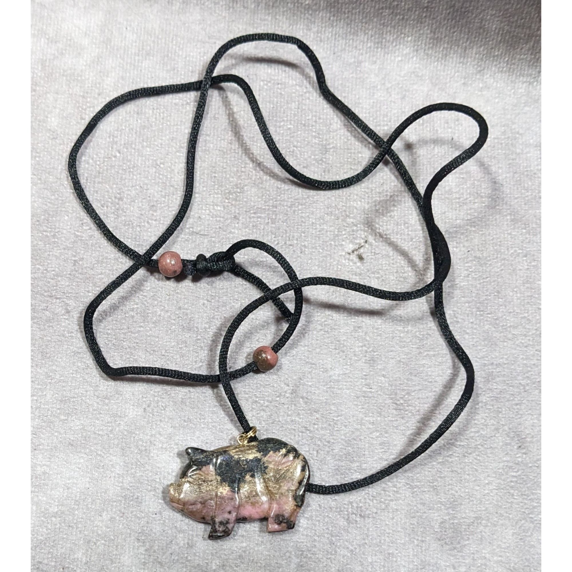 Other Carved Pink And Black Rhodonite Pig Pendant Necklace Size ONE SIZE - 8 Thumbnail