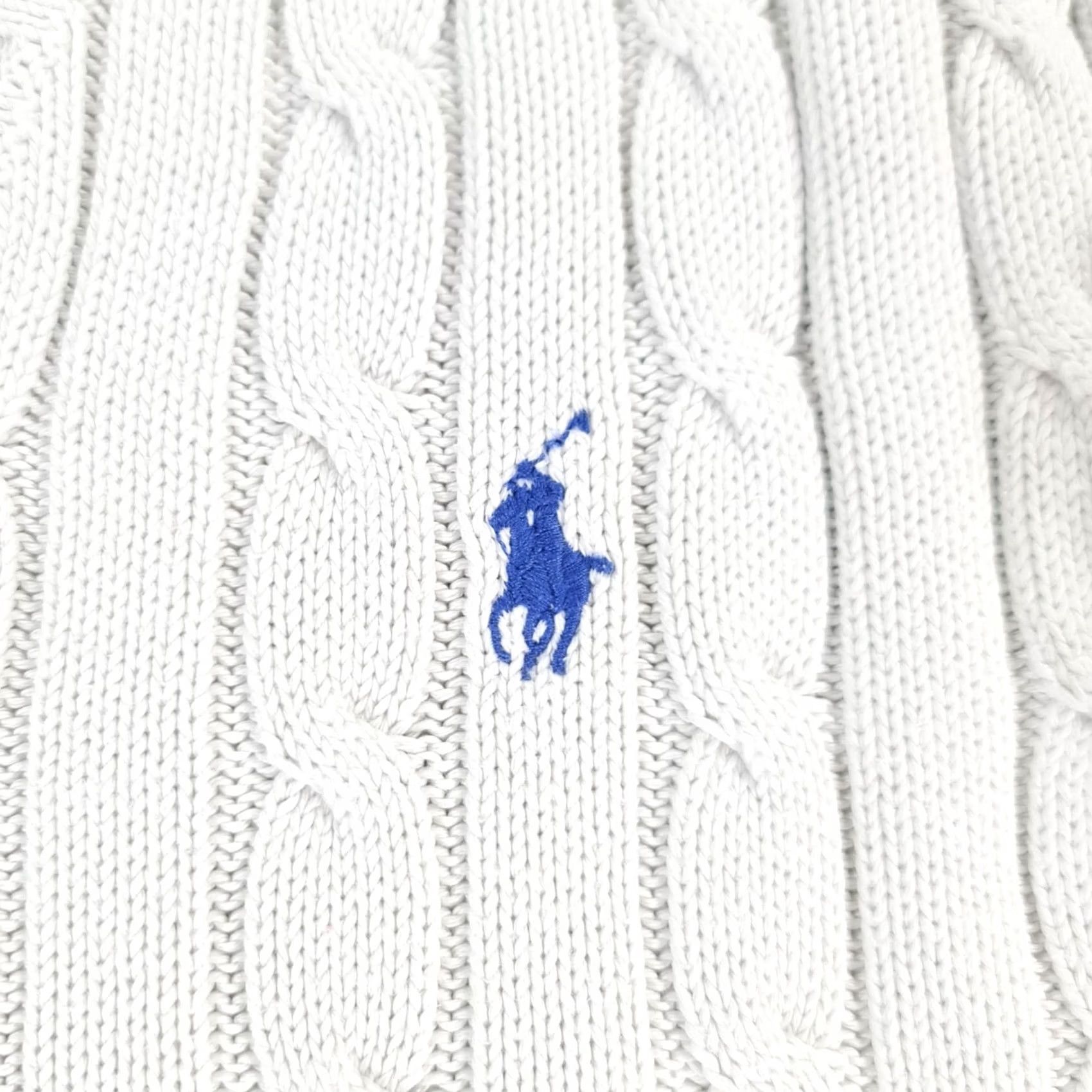 Polo Ralph Lauren Polo Ralph Lauren Jumper Womens XL Cable Knit Cotton Pullover V-Neck White Size XL / US 12-14 / IT 48-50 - 4 Thumbnail
