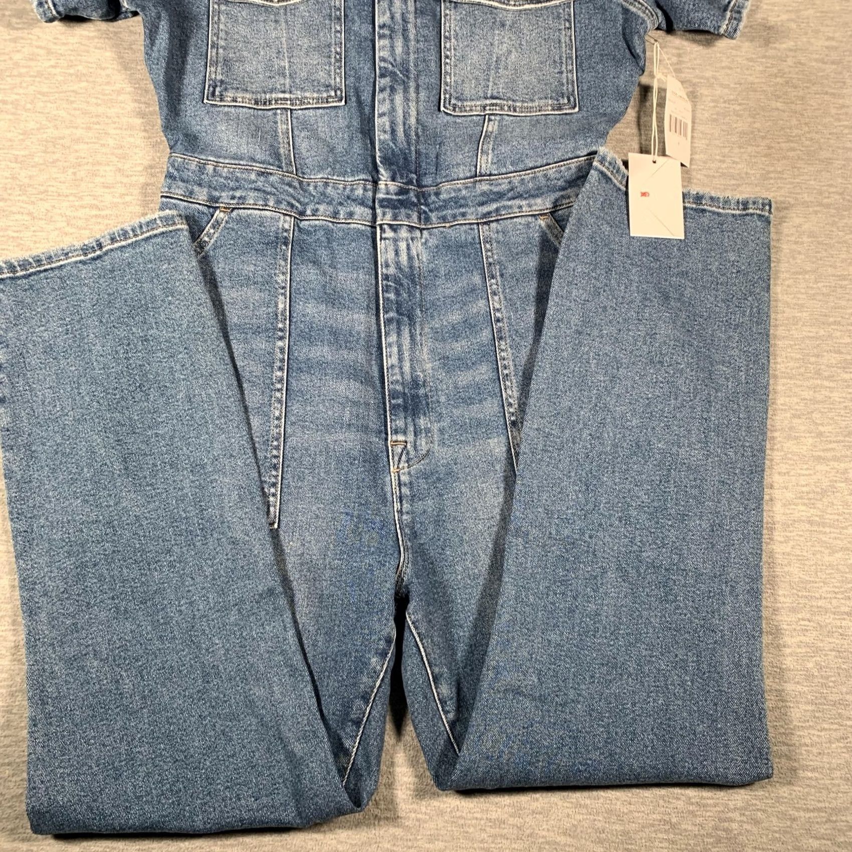 Good American Good American Utility Jumpsuit Womens 4 Blue Denim Short Sleeve Zip GMJS127 Size 27" / US 4 / IT 40 - 3 Thumbnail
