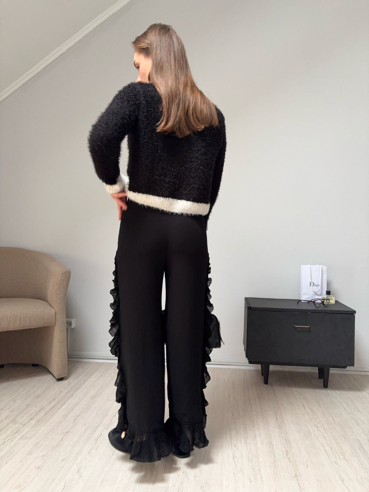 Iceberg ICEBERG Ruffle Trim Leg Pants Trousers 100% Viscose Size 42 Size 28" / US 6 / IT 42 - 19 Thumbnail