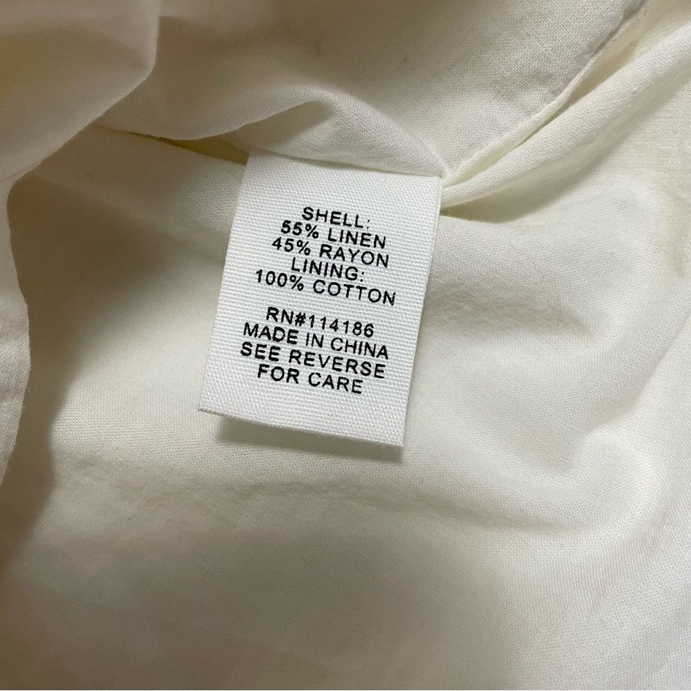 Other NWT New Adyson Parker White Split Neck Easy Tiered Linen Dr Size L / US 10 / IT 46 - 8 Thumbnail