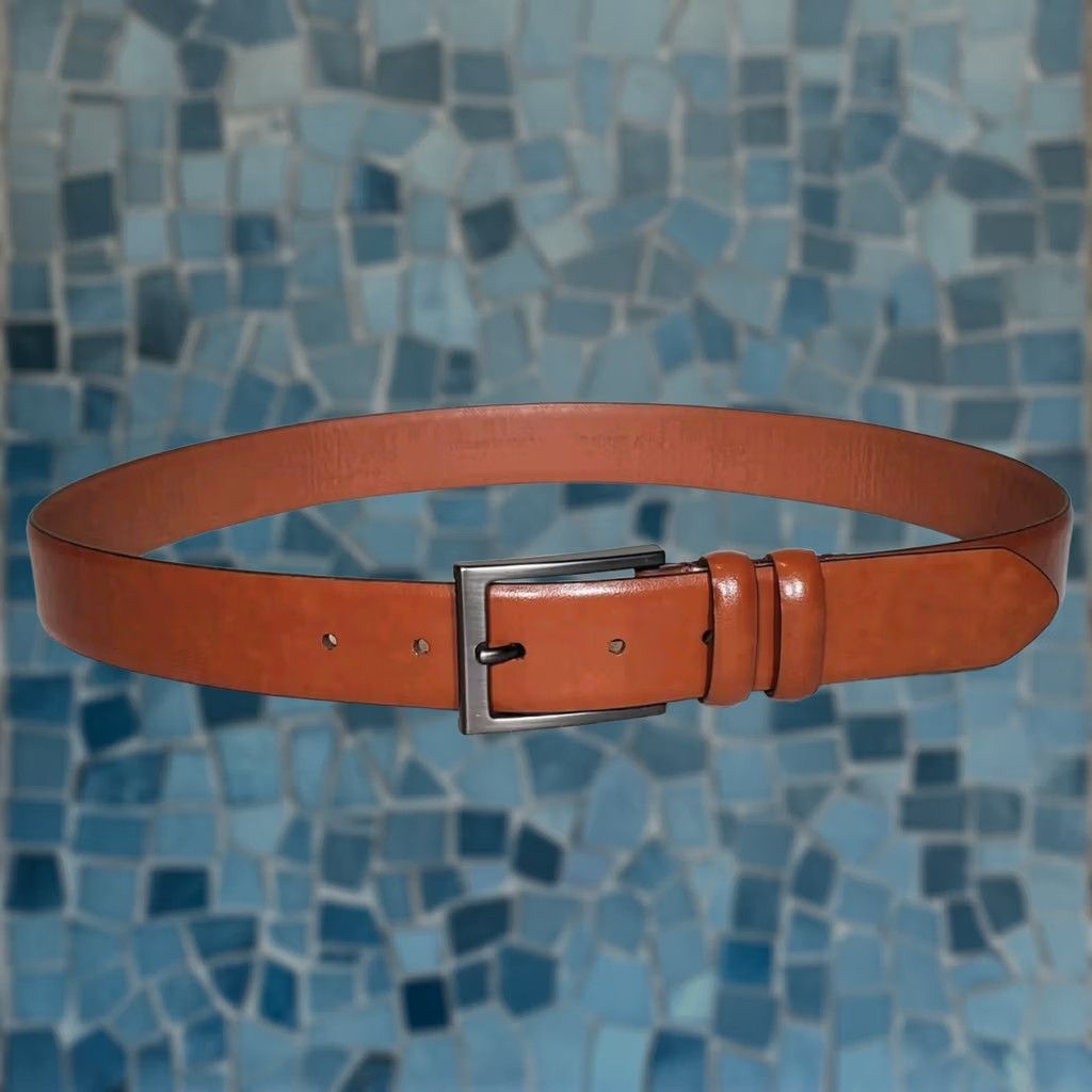 Doublet BOCONI Douglas Italian Leather Dress Belt Cognac Double Keepers Men Size 36 Size 36 - 1 Thumbnail