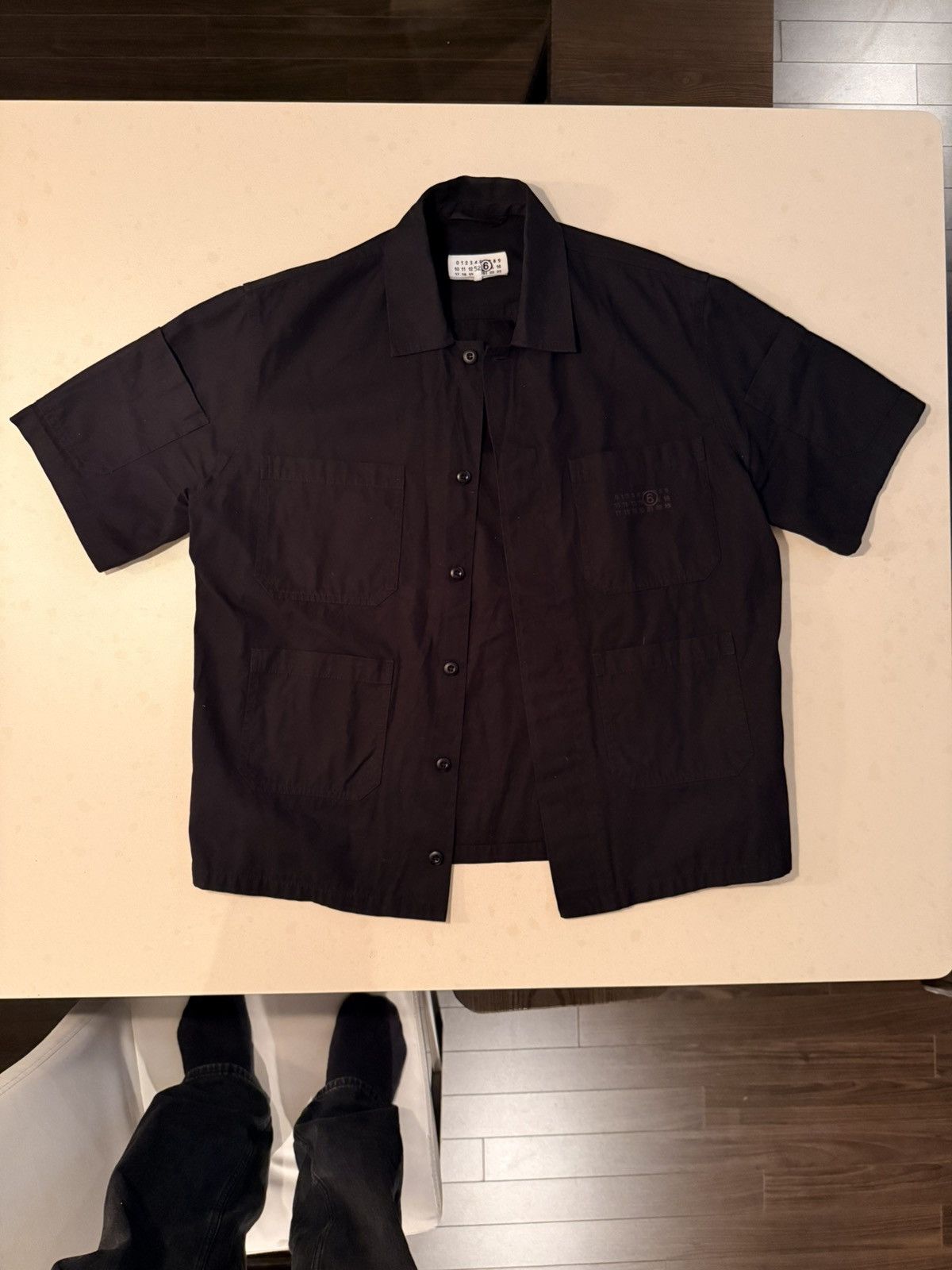 MM6 Maison Margiela Gabardine Embroidered Logo Collared Shirt Size US L / EU 52-54 / 3 - 1 Thumbnail