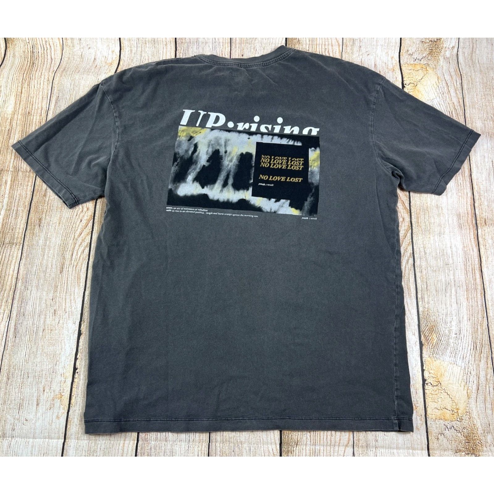 Jack & Jones JACK & JONES T-Shirt Gray XL Short Sleeve Regular Graphic Print Men Love Uprising No Love Lost Vintage? Size US XL / EU 56 / 4 - 2 Thumbnail