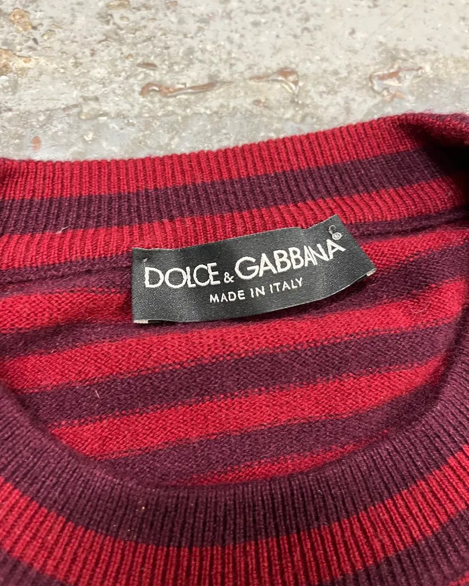 Dolce & Gabbana 2010s Dolce & Gabbana Bordeaux Two Tone Striped Sweater Size US M / EU 48-50 / 2 - 8 Thumbnail