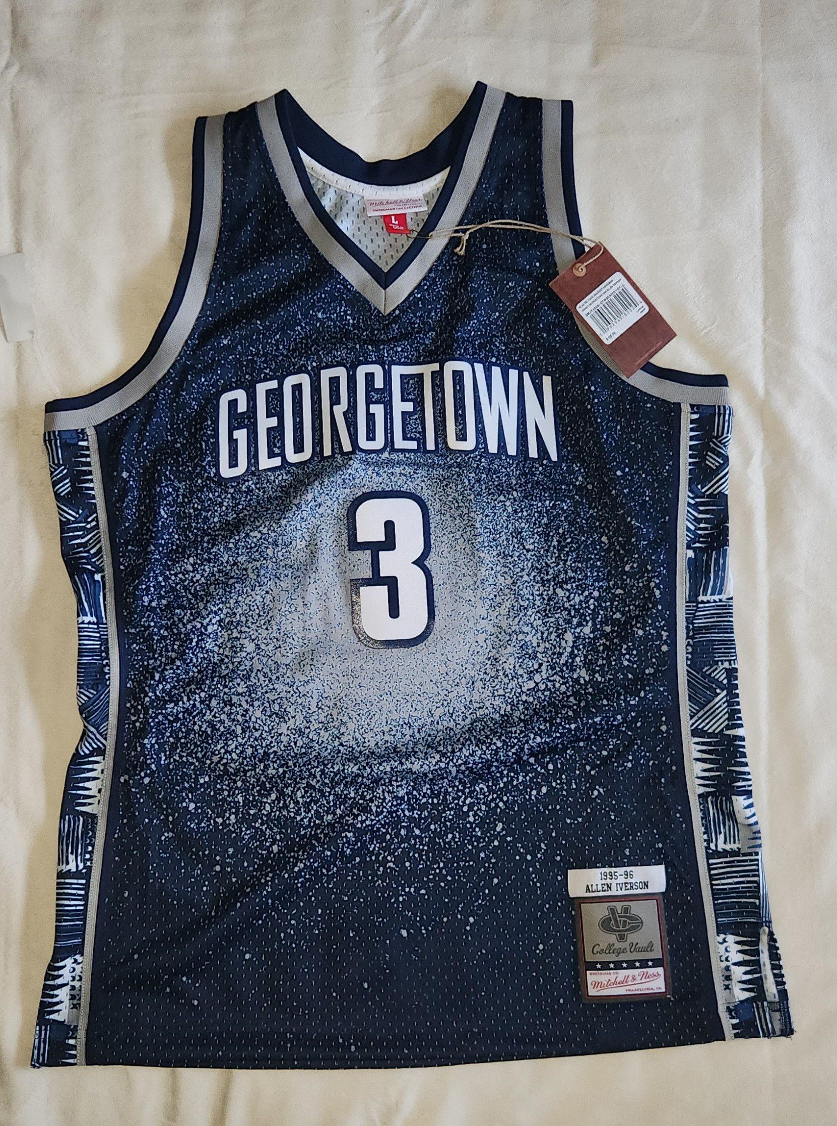 image of Mitchell Ness x Vintage Allen Iverson Georgetown Hoyas Mitchell & Ness in Blue, Men's (Size Large)