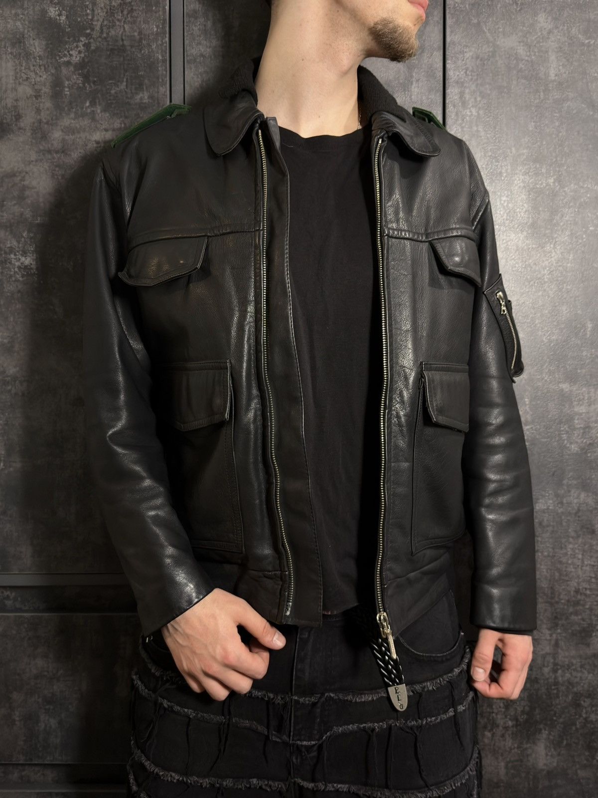 Vintage Crazy Vintage 90s Polizei Leather Aviator Jacket Vetements Size US L / EU 52-54 / 3 - 12 Thumbnail