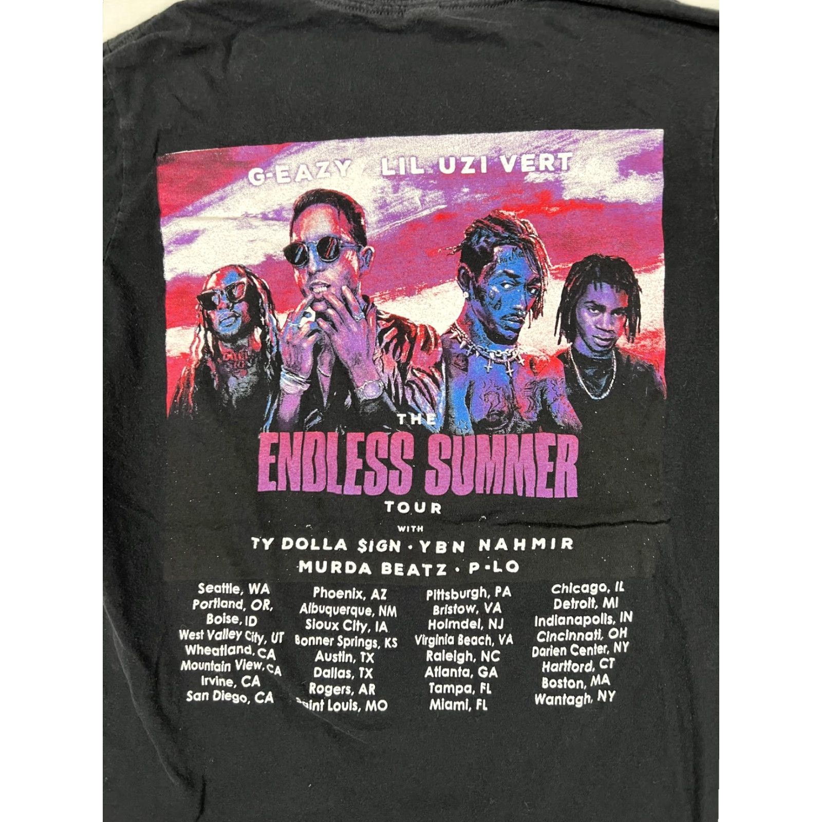 Vintage G-Eazy Lil Uzi Vert Endless Summer Tour T-Shirt Size Medium Black Rap Concert Mens Short Sleeve Graphic Print Crew Neck Vintage No Size US M / EU 48-50 / 2 - 7 Thumbnail