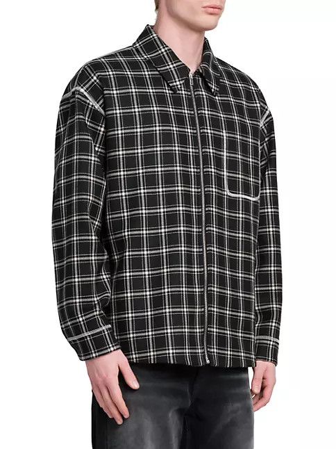 os11x0224 Windowpane Plaid Jacket in Black