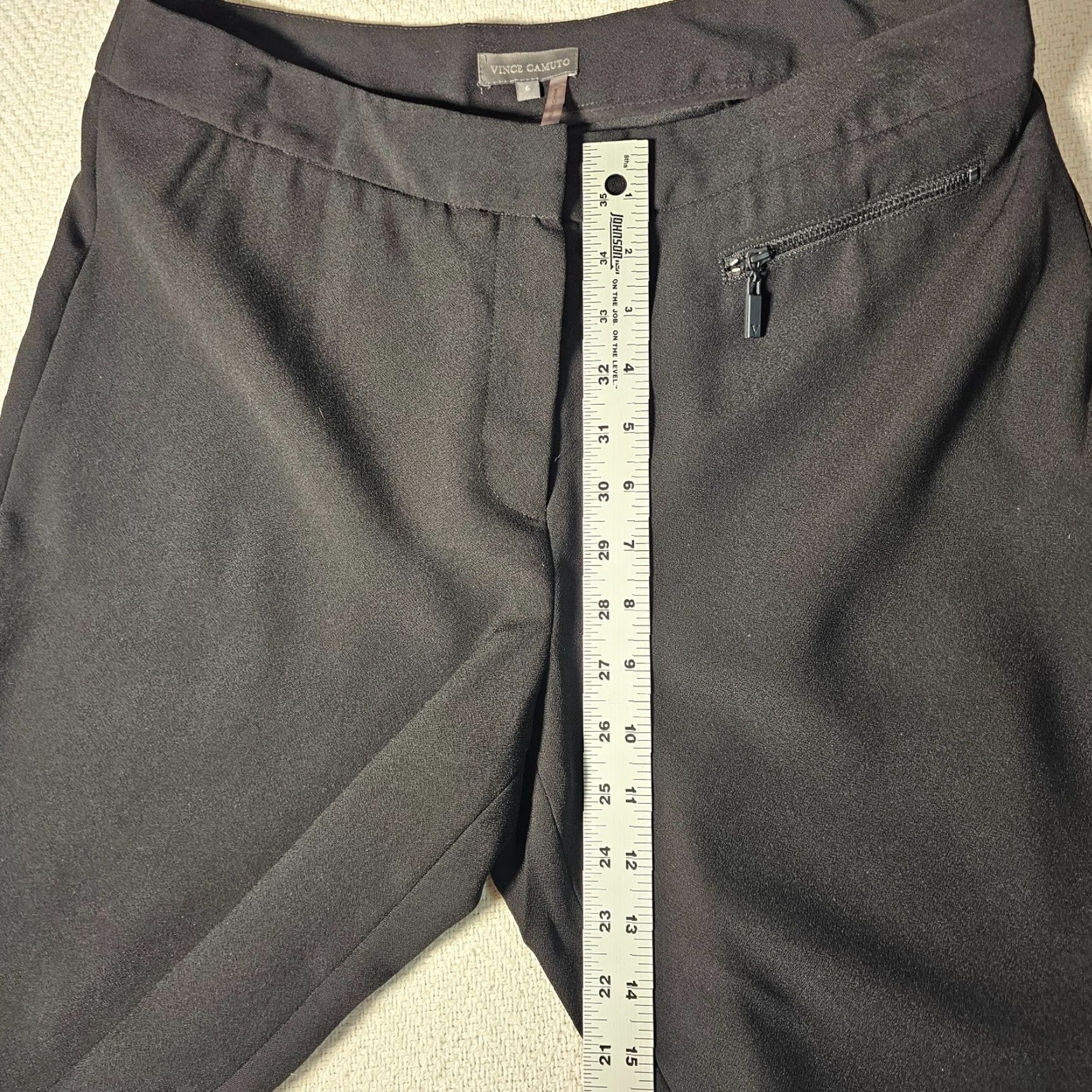 Vince Camuto Vince Camuto Dress Pants Black Satin Wide-Leg Front Pleat Pockets Size 6 Women Trousers Size 28" / US 6 / IT 42 - 6 Thumbnail