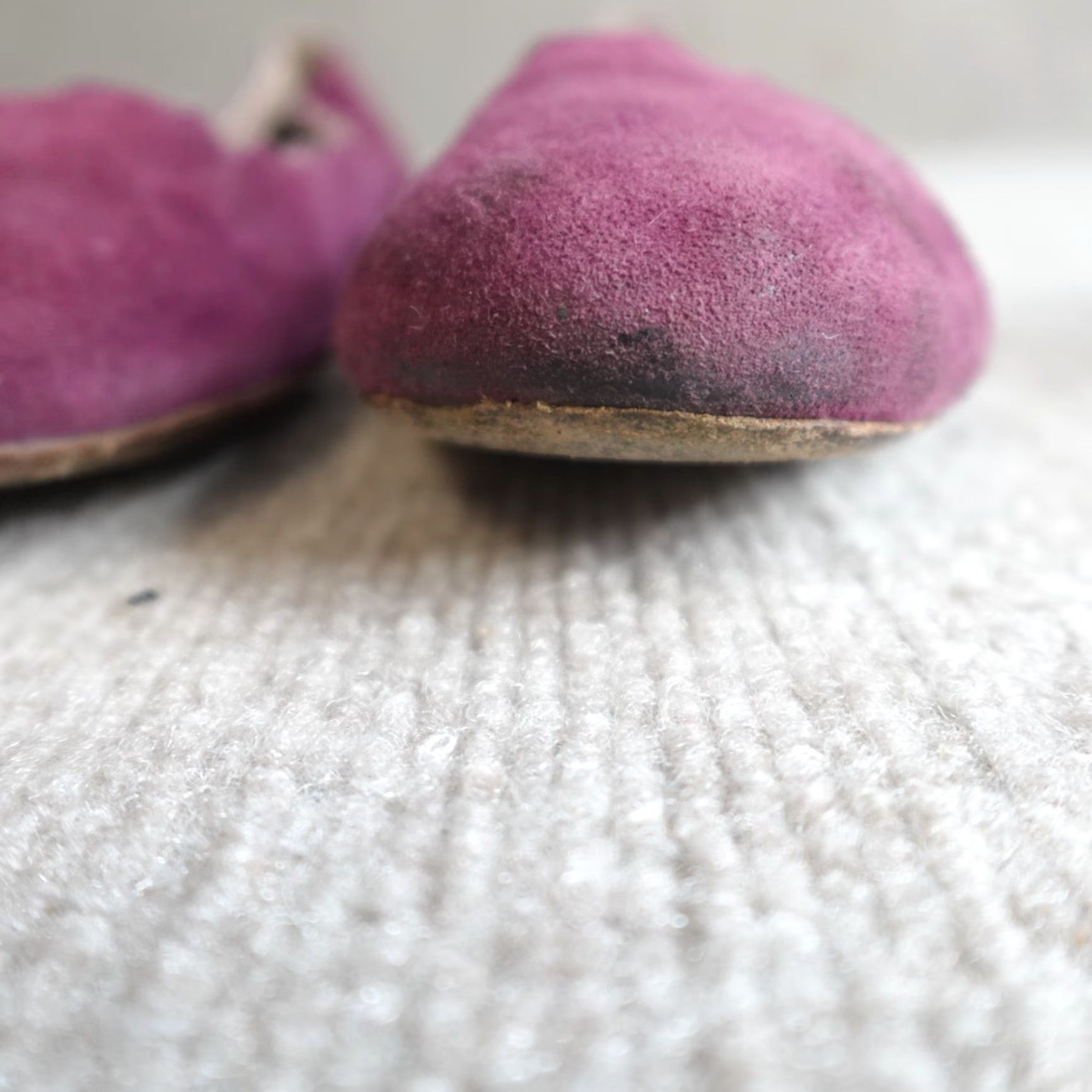 Vintage Chloé Womens Flat Shoes Slip On Cap Toe Leather Satin Pink Purple Scalloped 7.5 37.5 EU US 7.5 Indoor Spring Summer Fall Size US 8 / IT 38 - 4 Thumbnail