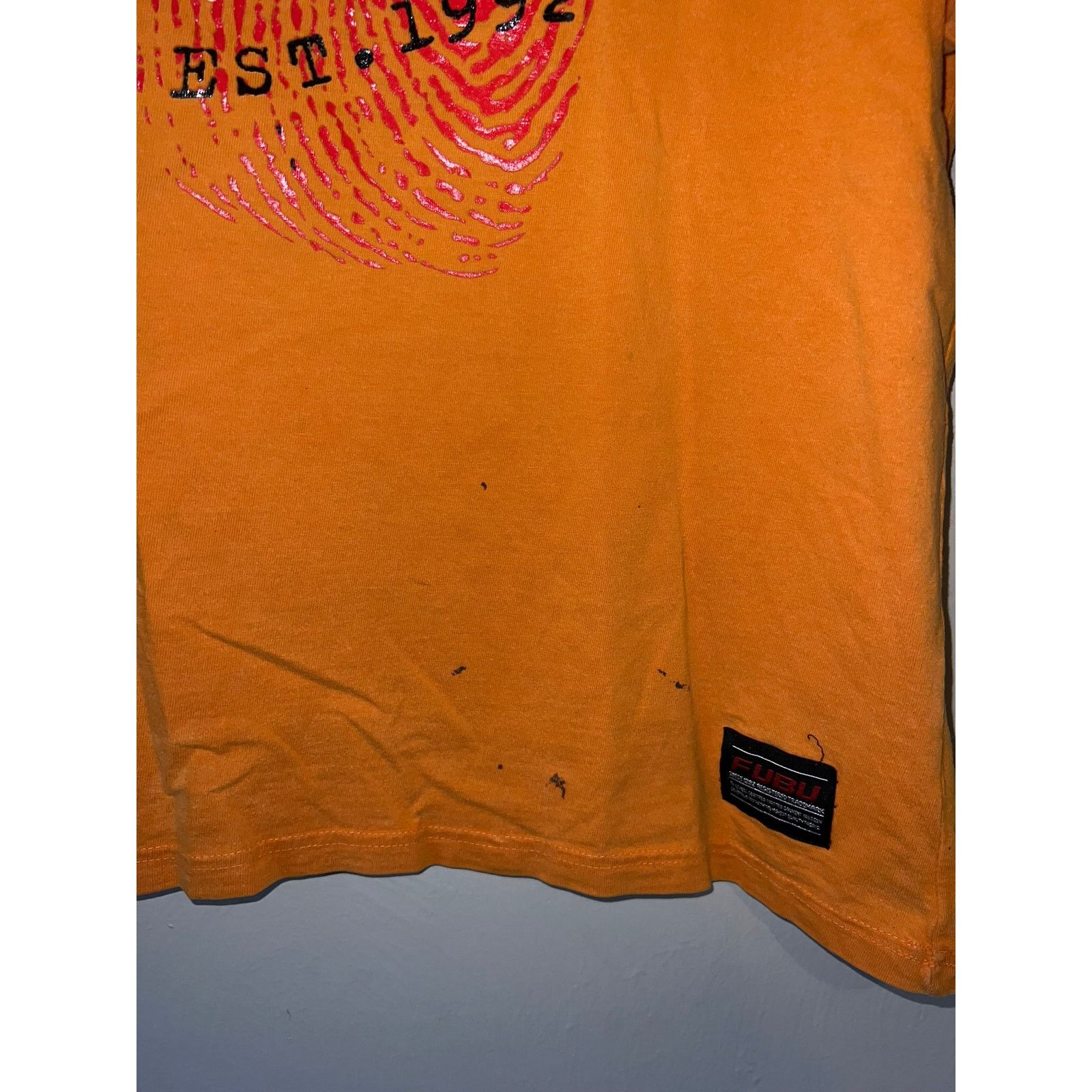 Fubu Fubu Collection Shirt Fingerprint Orange Y2K Shirt Tee XL Size XL / US 12-14 / IT 48-50 - 4 Thumbnail