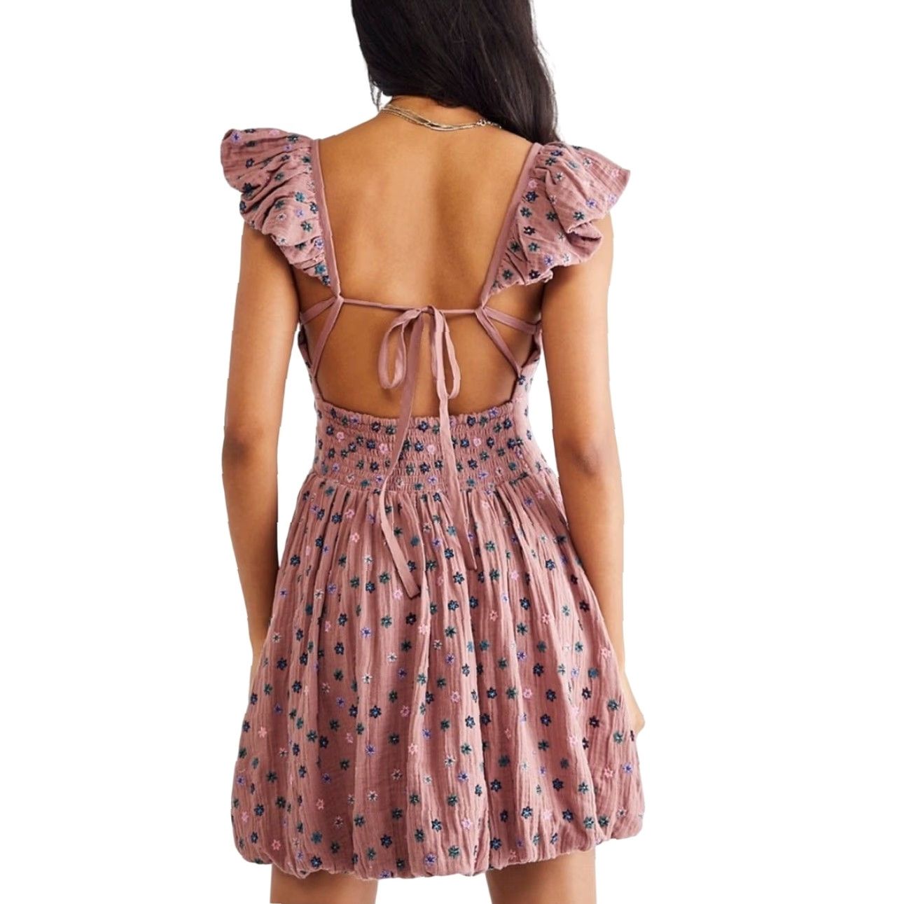 Free People VINTAGE? Wait item is not vintage. So: Free People Dizzy Ditsy Mini Dress XS Pink Floral Embroidered Sleeveless Bohemian Summer Casual Womens Dress Size XS / US 0-2 / IT 36-38 - 8 Thumbnail