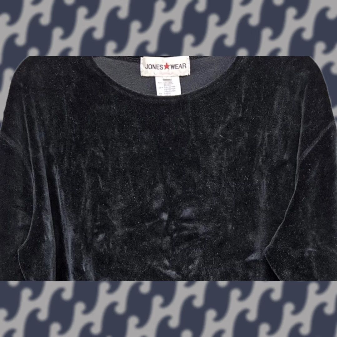 Velour Womens Jones Wear Holiday Winter Black Velour Oversize Long Sleeve Large Pullover Size L / US 10 / IT 46 - 1 Thumbnail