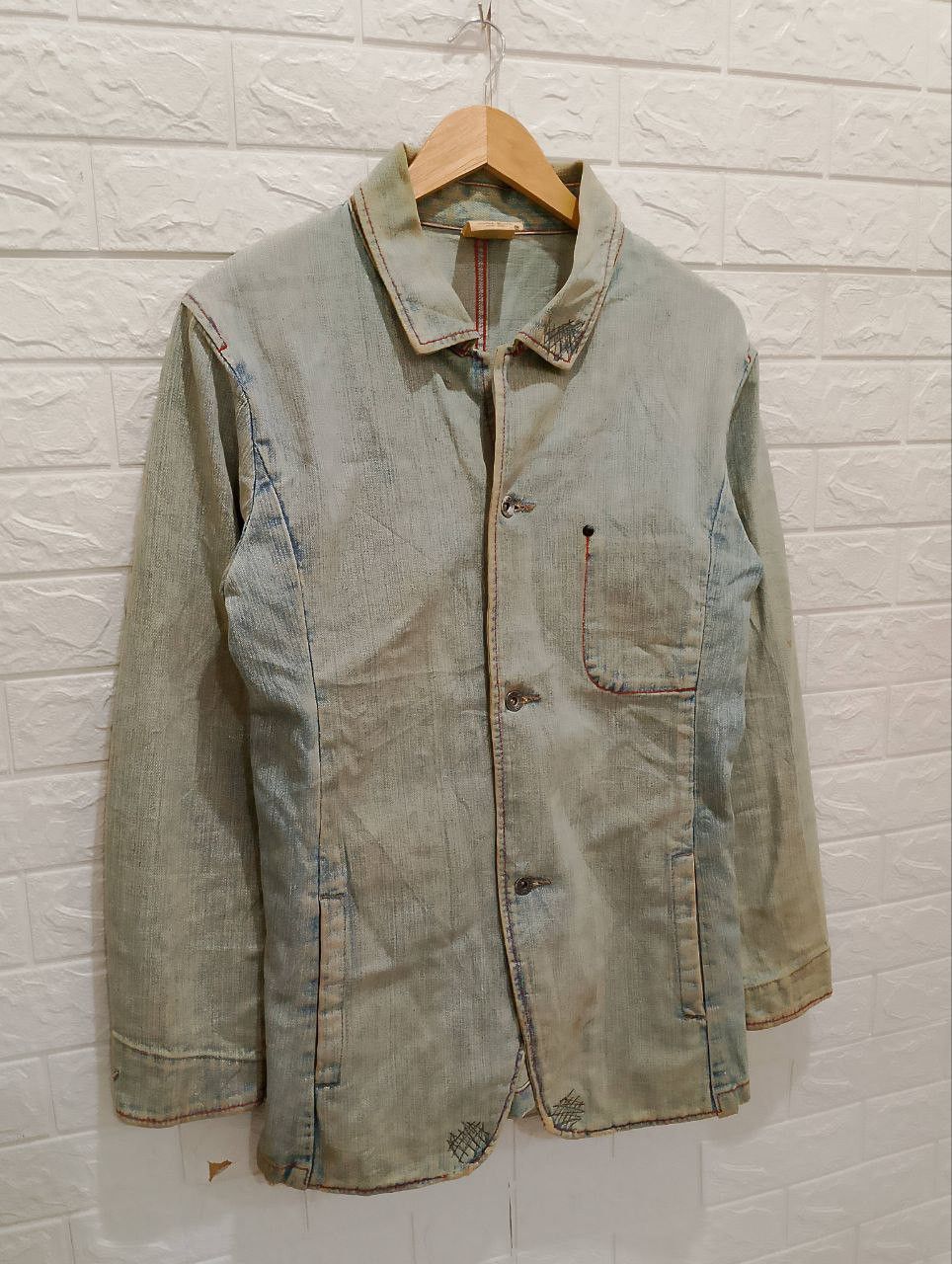 Japanese Brand Vintage ROYAL BLUE Distressed Denim Jacket Size L / US 10 / IT 46 - 3 Thumbnail