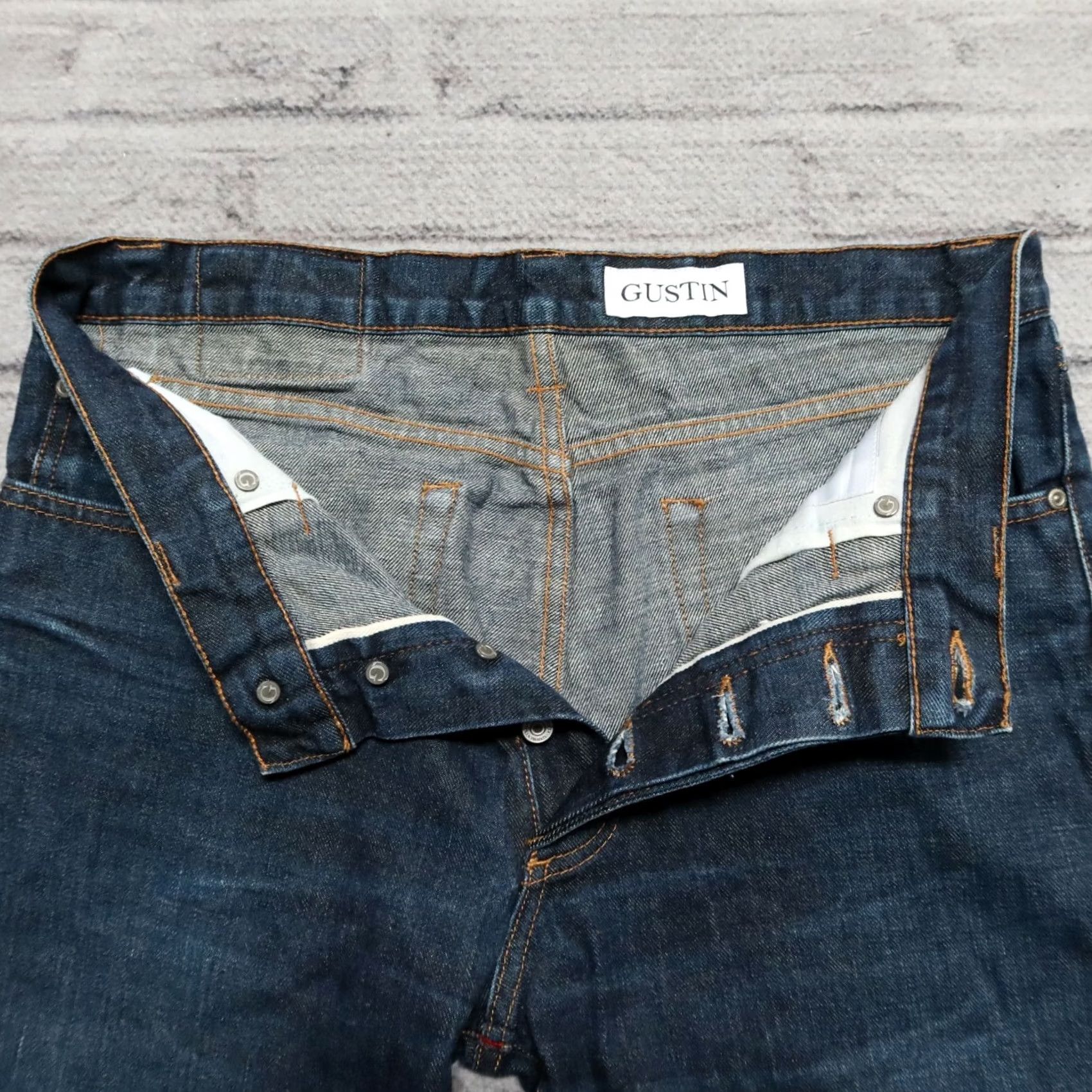 Gustin Gustin Jeans Denim Dark Wash Vintage Size 31-32 Straight Mens Regular 34 Inseam Distressed Selvedge Jeans Size US 31 - 4 Thumbnail