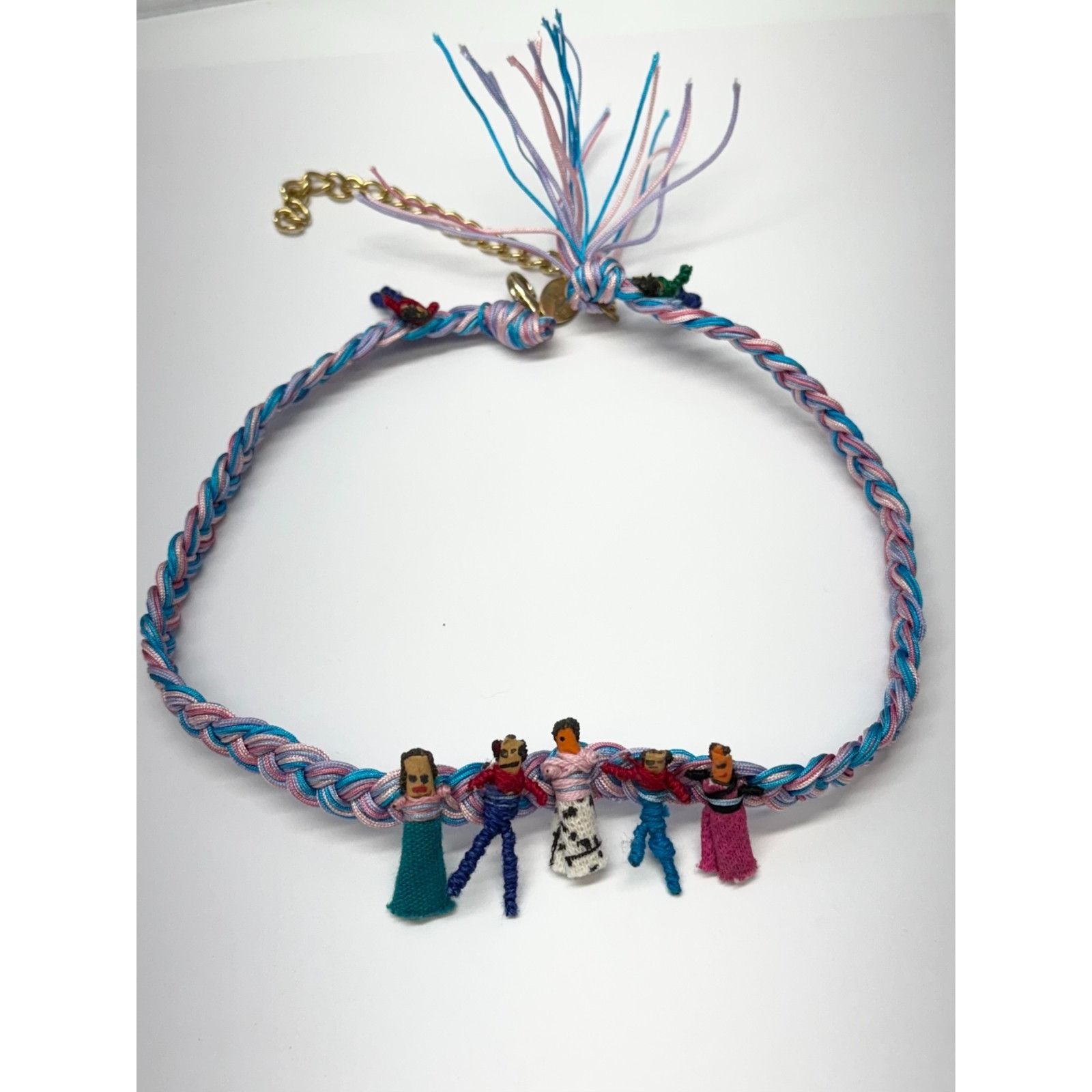 Vintage Vintage woven worry doll necklace pastel braid Size ONE SIZE - 2 Thumbnail