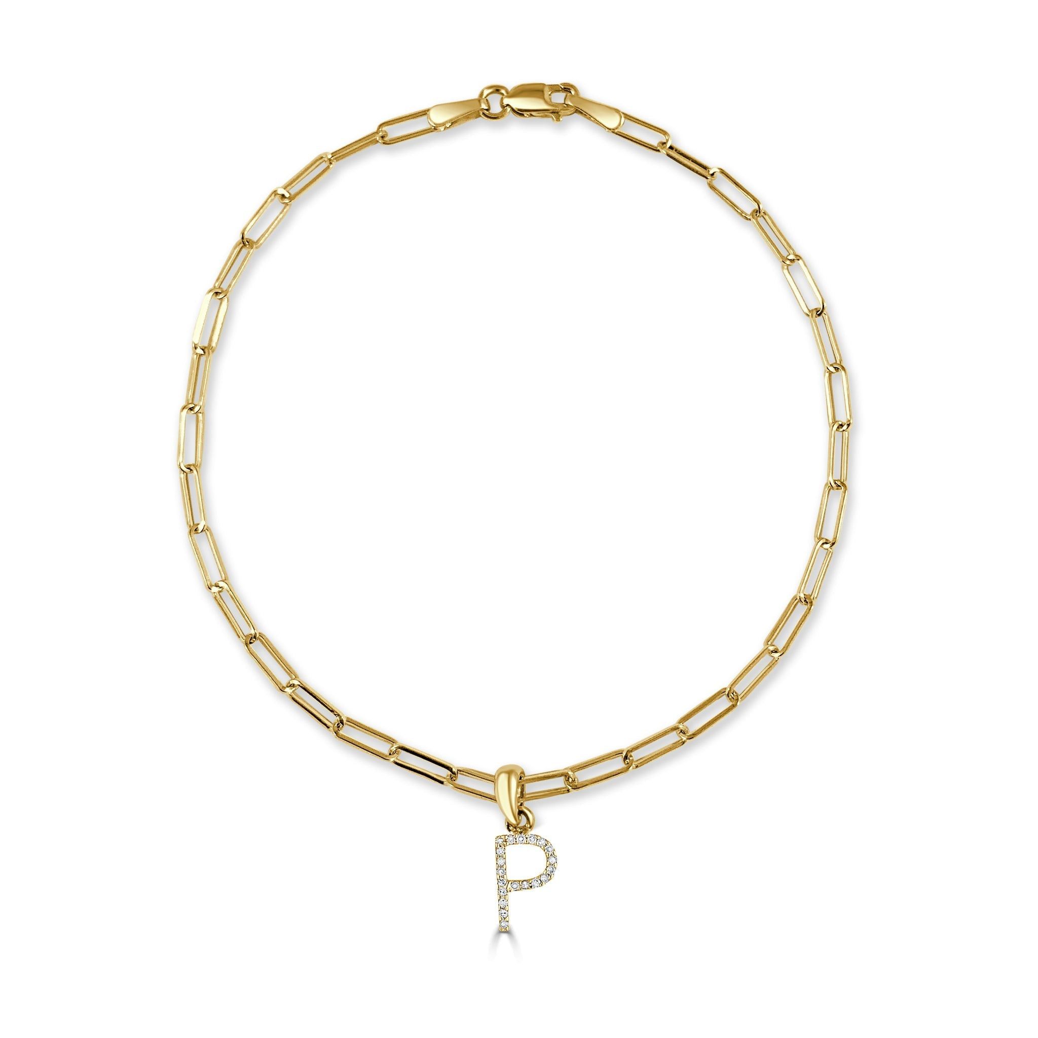 image of Cartier 14K Gold & Diamond Initial "p" Link Bracelet in Yellow, Women's
