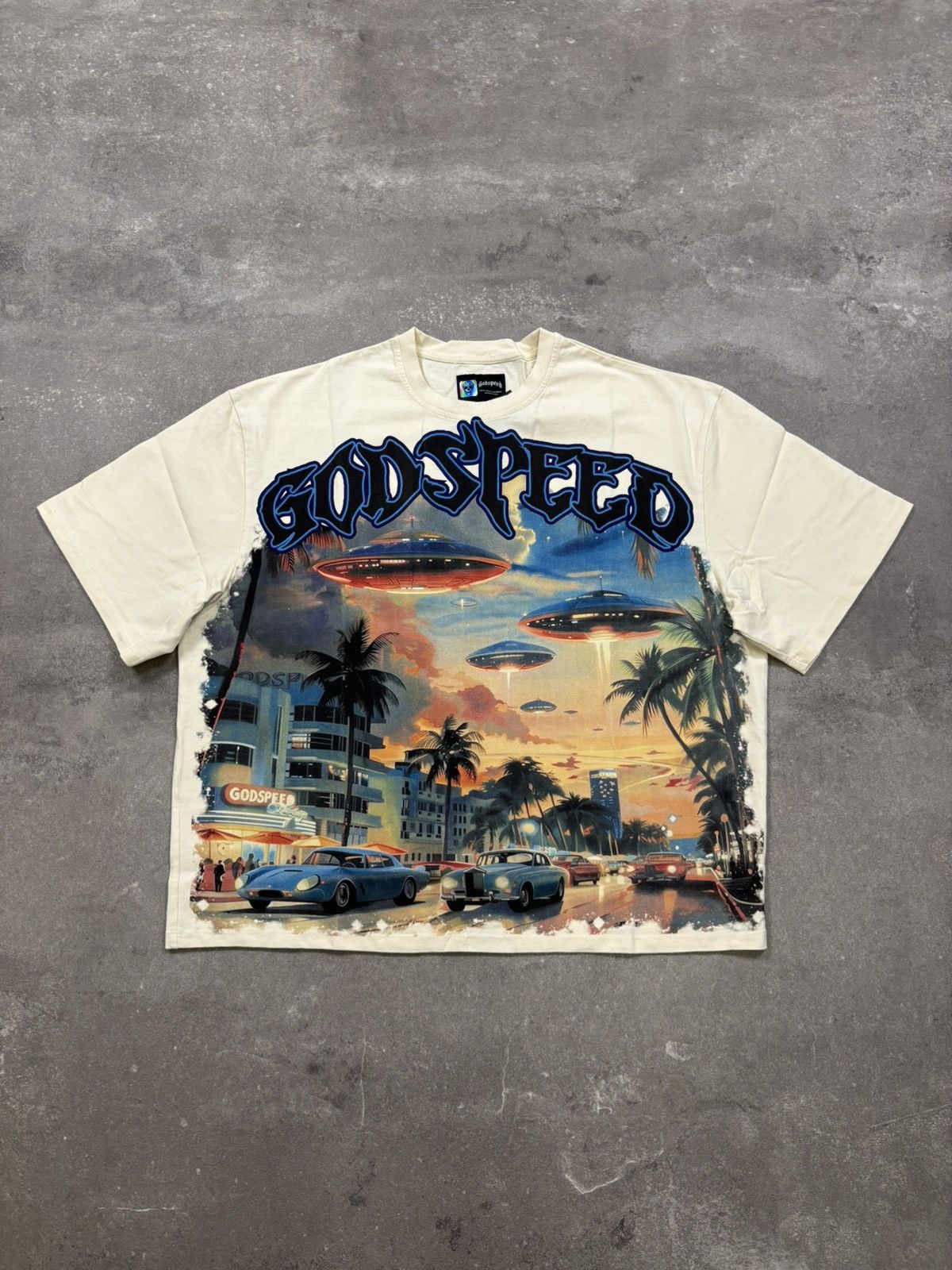Godspeed Miami UFO T-Shirt, Cream