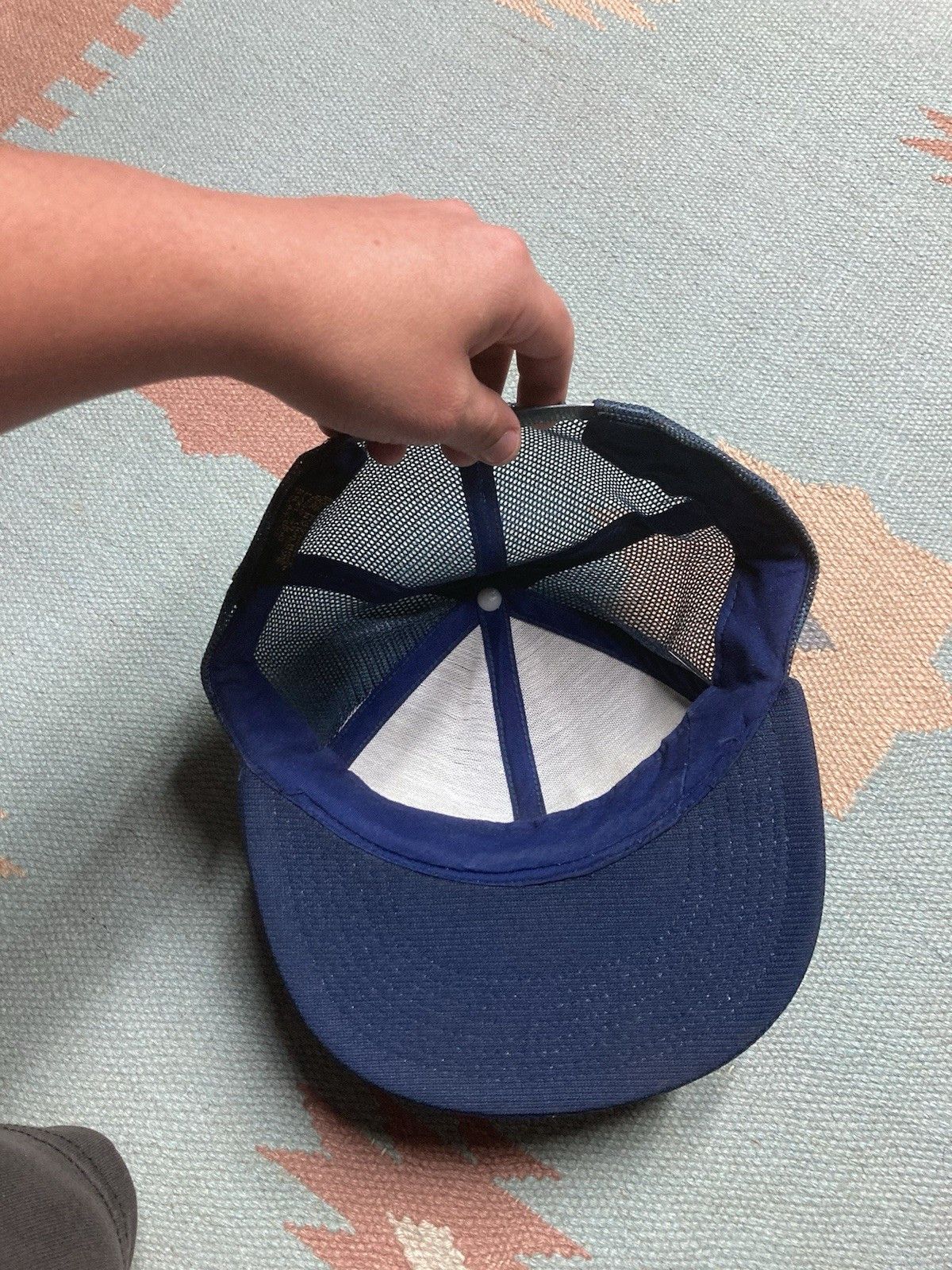 Vintage Vintage 80s trucker hat blank plain navy blue SnapBack Size ONE SIZE - 5 Thumbnail