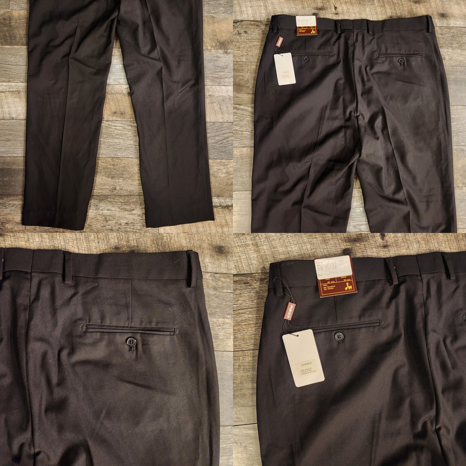 Vintage Inserch Super 120s Fratelli Pants Black 40x32 Slacks Mens Size US 40 / EU 56 - 8 Thumbnail