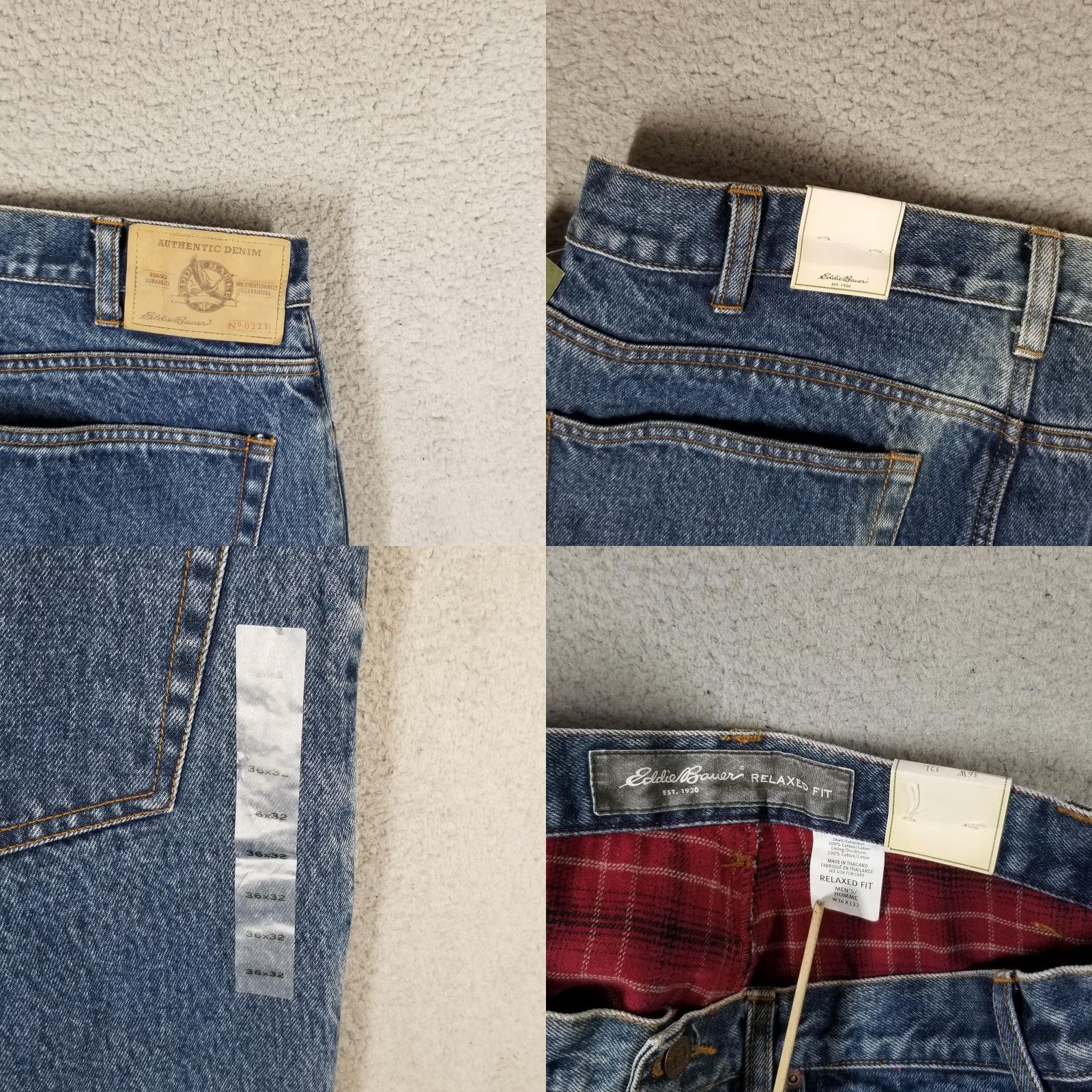 Eddie Bauer EDDIE BAUER Jeans Relaxed Fit Flannel Lined Denim 36x32 Blue Stonewashed Grunge Mens Size US 36 / EU 52 - 8 Thumbnail