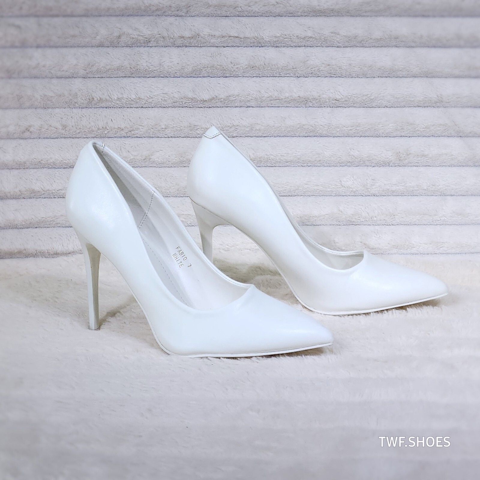 Other Fabio White Matte 4.5" High Heel Shoes Pointy Toe Pump US La Size US 8.5 / IT 38.5 - 2 Thumbnail