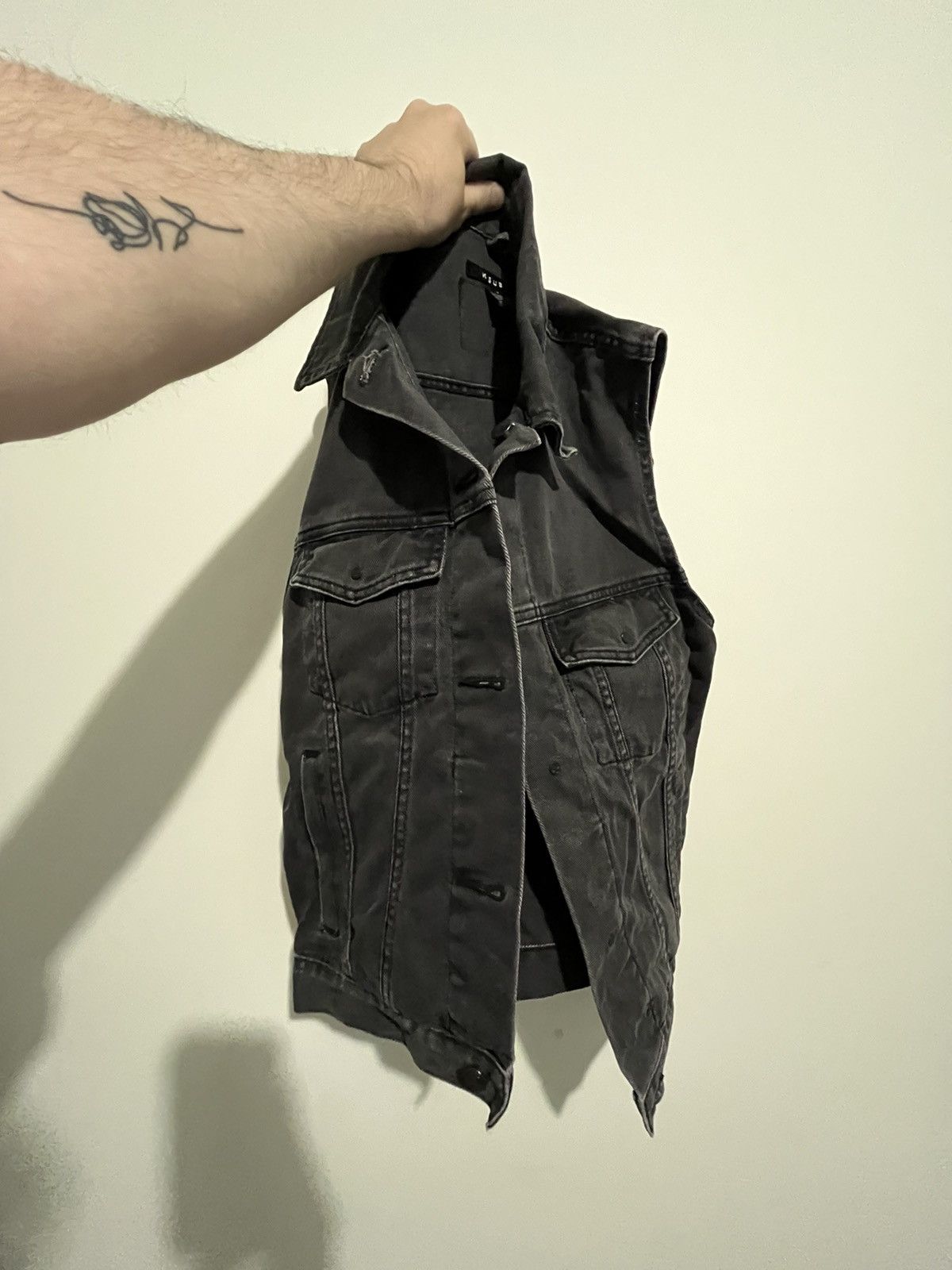 image of Ksubi Scorpion Classic Denim Vest in Charcoal, Men's (Size Small)