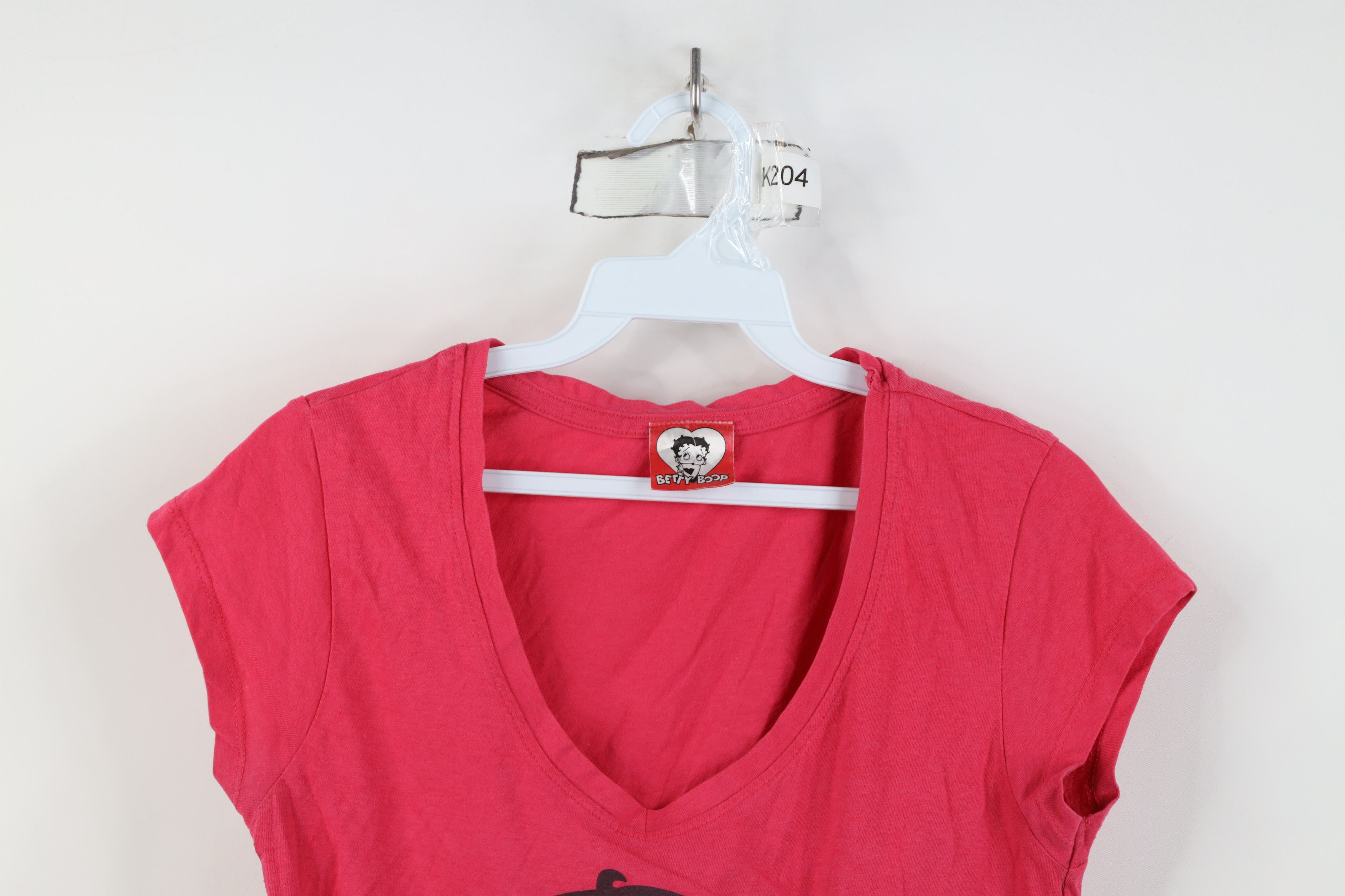 Vintage Vintage Y2K Betty Boop Spell Out V-Neck T-Shirt Pink Size S / US 4 / IT 40 - 2 Thumbnail
