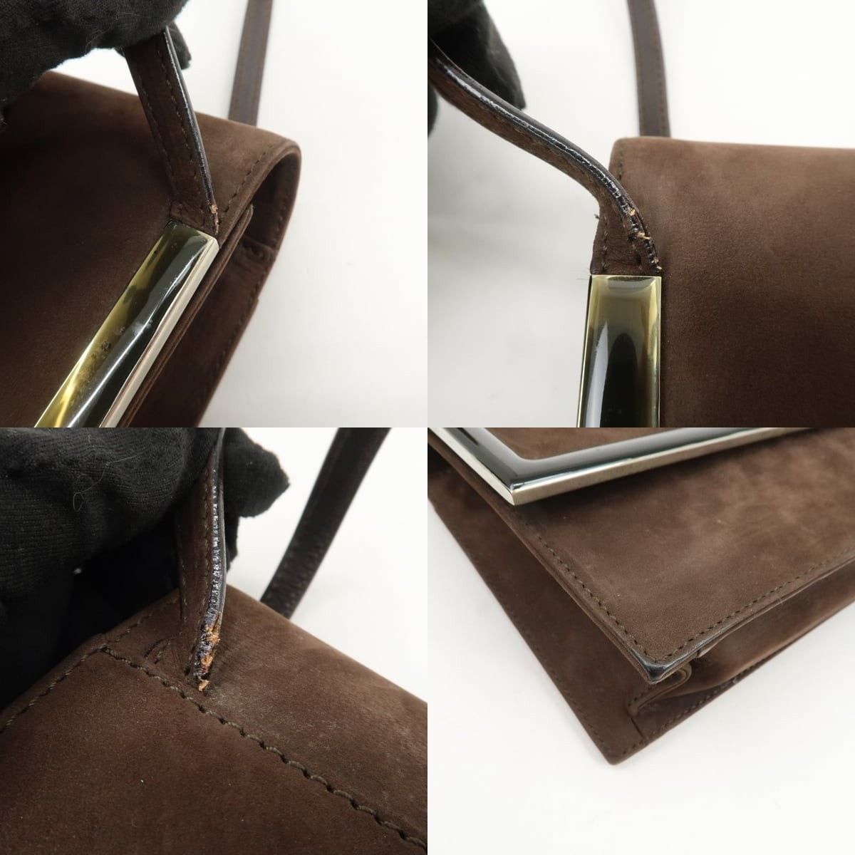 Salvatore Ferragamo Ferragamo Suede Shoulder Bag Brown Size ONE SIZE - 4 Thumbnail