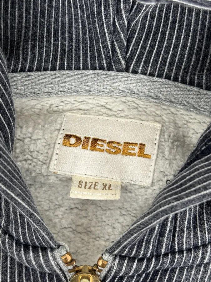 Diesel 2000s Diesel Grey Striped Cozy Zip-up Hoodie Size US L / EU 52-54 / 3 - 11 Thumbnail