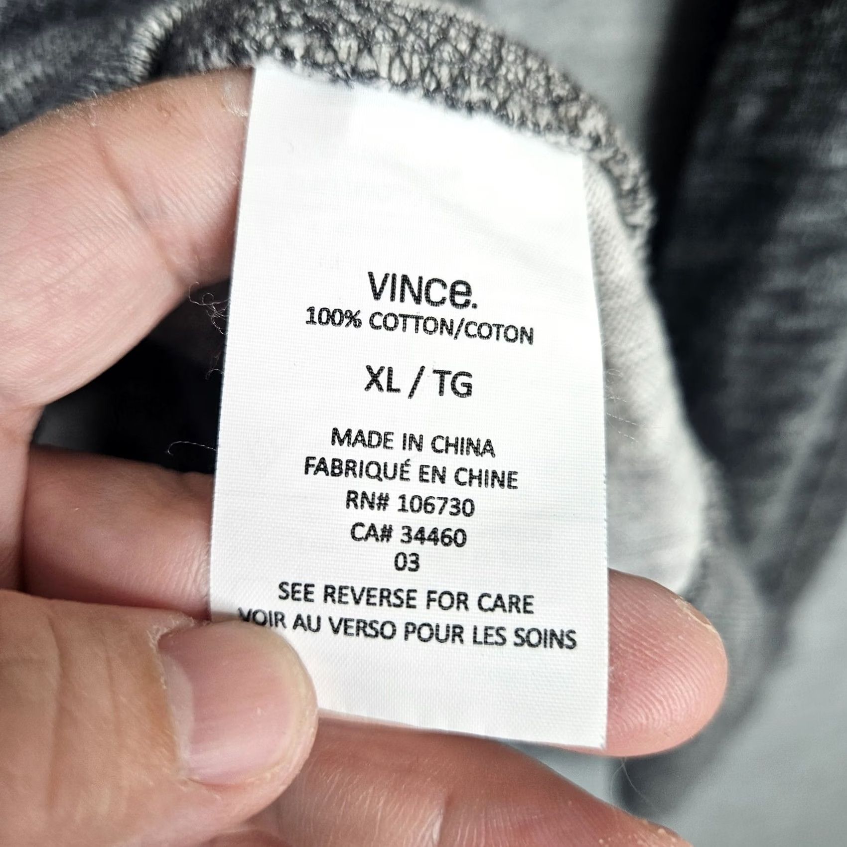 Vince Vince Sweatshirt Round Neck Lined Pullover 100% Cotton Gray Adult XL Mens Size US XL / EU 56 / 4 - 3 Thumbnail