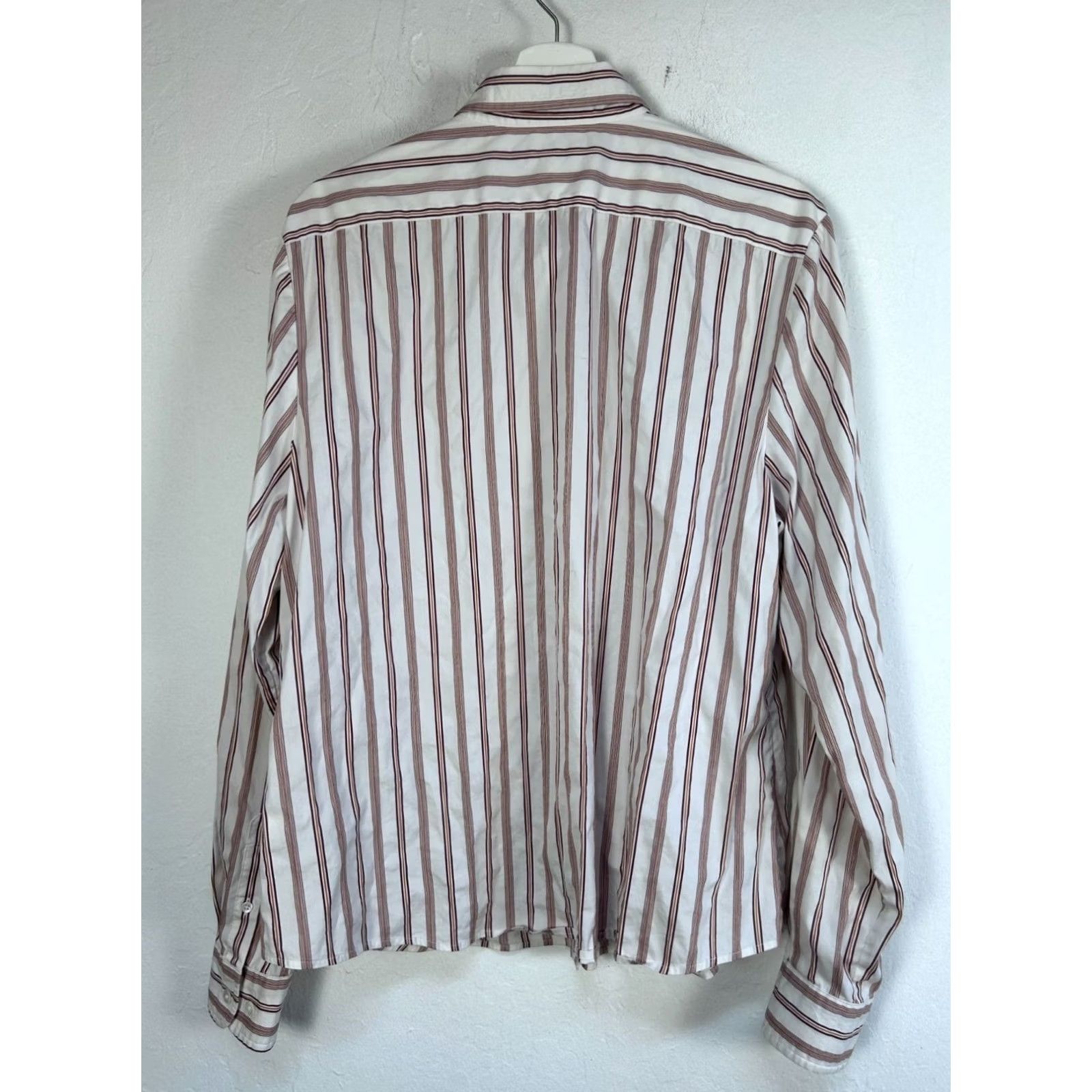 Faconnable Faconnable Womens Striped Button-Up Shirt White & Red XL Cotton Stretch Casual Size XL / US 12-14 / IT 48-50 - 2 Thumbnail