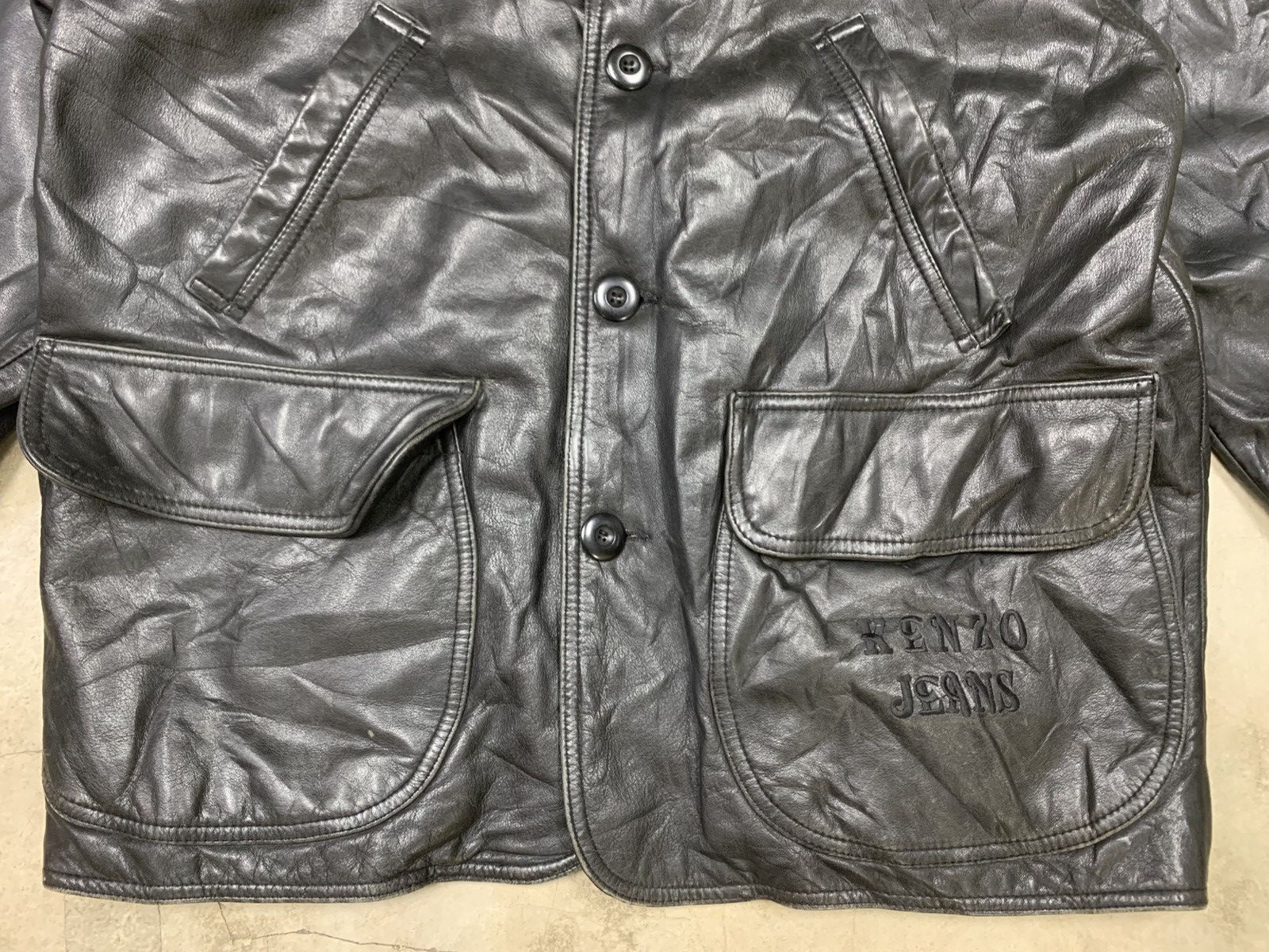 Kenzo Kenzo Jeans Vintage Distressed Leather Jacket Size US XL / EU 56 / 4 - 2 Thumbnail