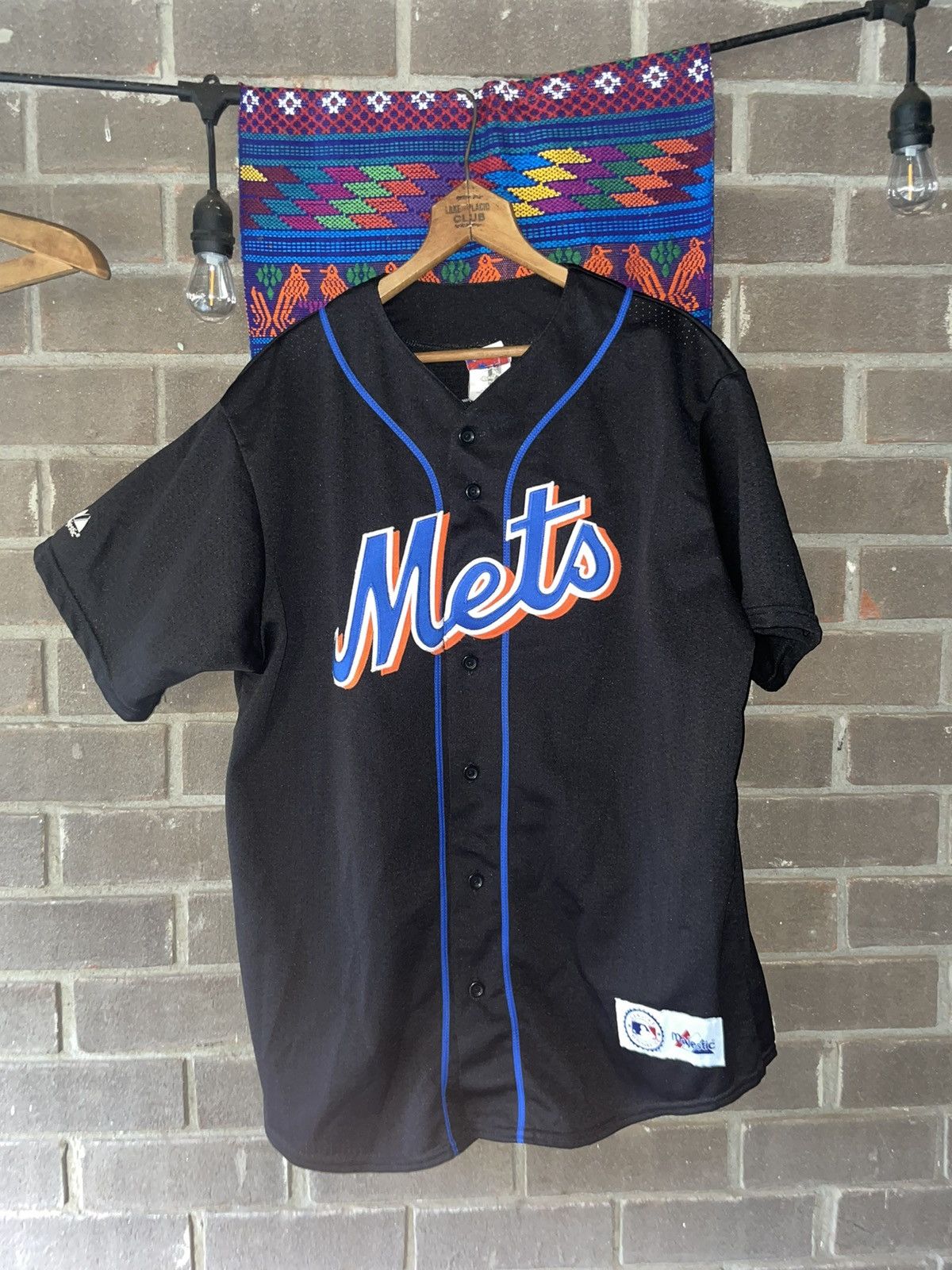 Vintage Majestic New York Mets Mike Piazza Jersey Large Mens Black