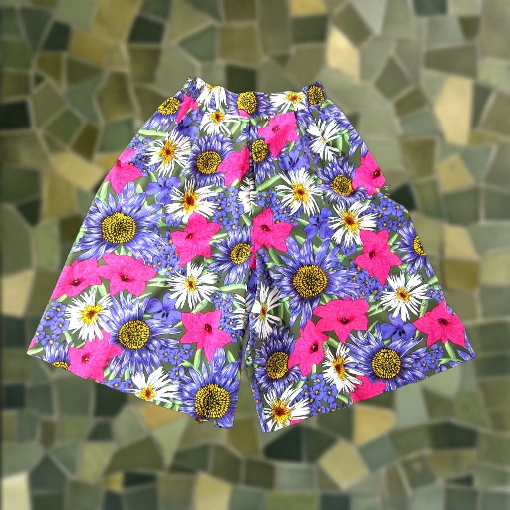 Vintage VINTAGE Pykettes Pants Culotte Wide-Leg Crop Pink S/M Floral Pocket High Rise Women Size 28" / US 6 / IT 42 - 1 Thumbnail