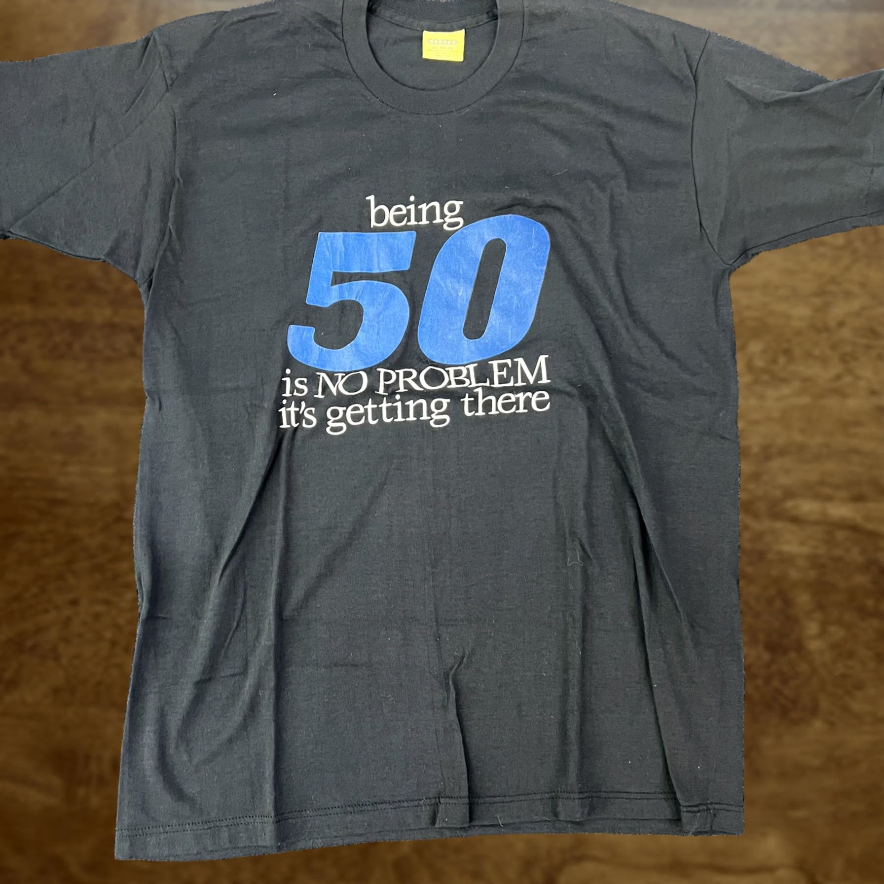 Vintage VINTAGE Reeves Black Mens XL T-Shirt Shirt 50th Birthday Funny Graphic Print Crew Neck Short Sleeve XL 50 is NO PROBLEM it's getting there Size US XL / EU 56 / 4 - 1 Thumbnail