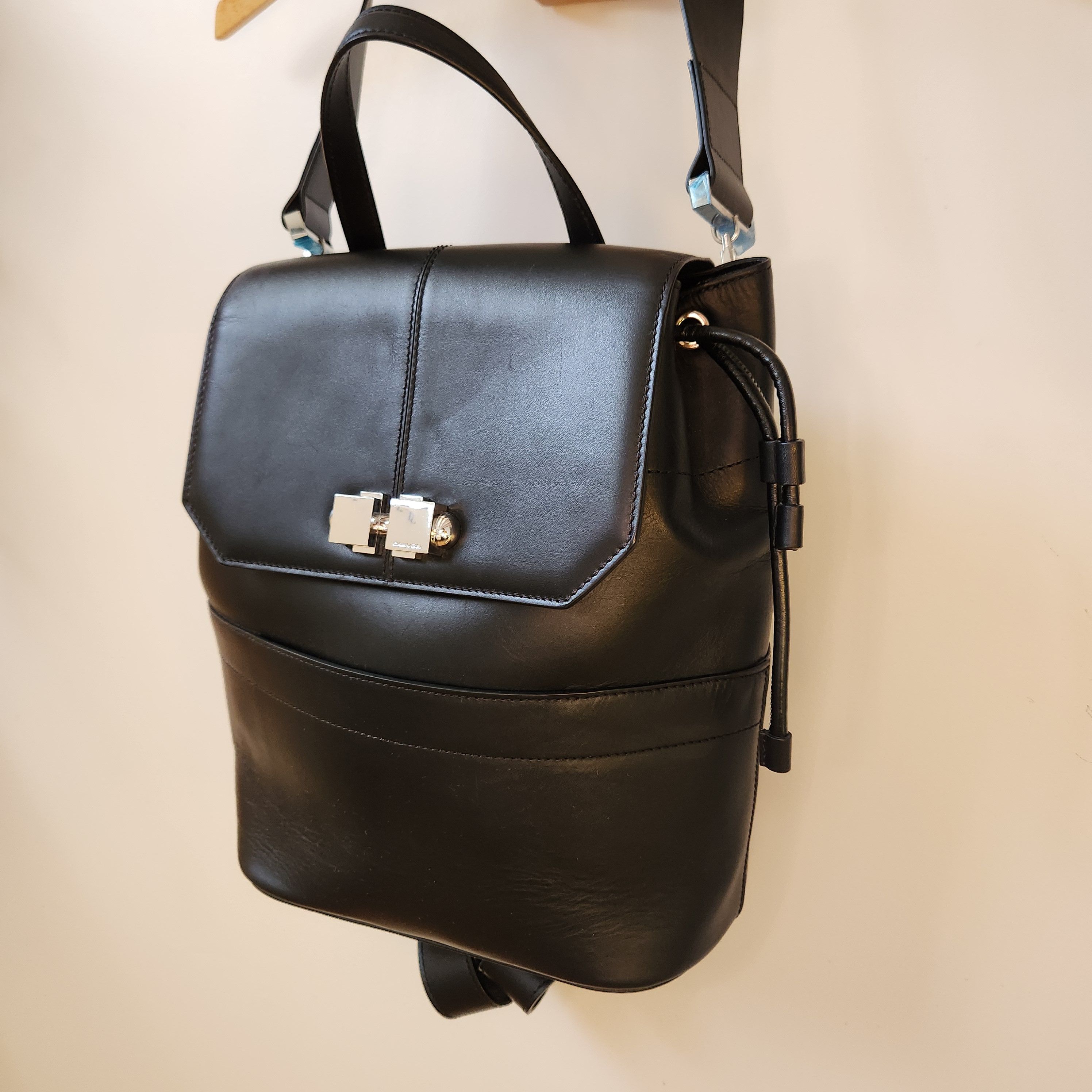 Carven Black Leather Carven Backpack w/ Shoulder Strap Size ONE SIZE - 1 Thumbnail