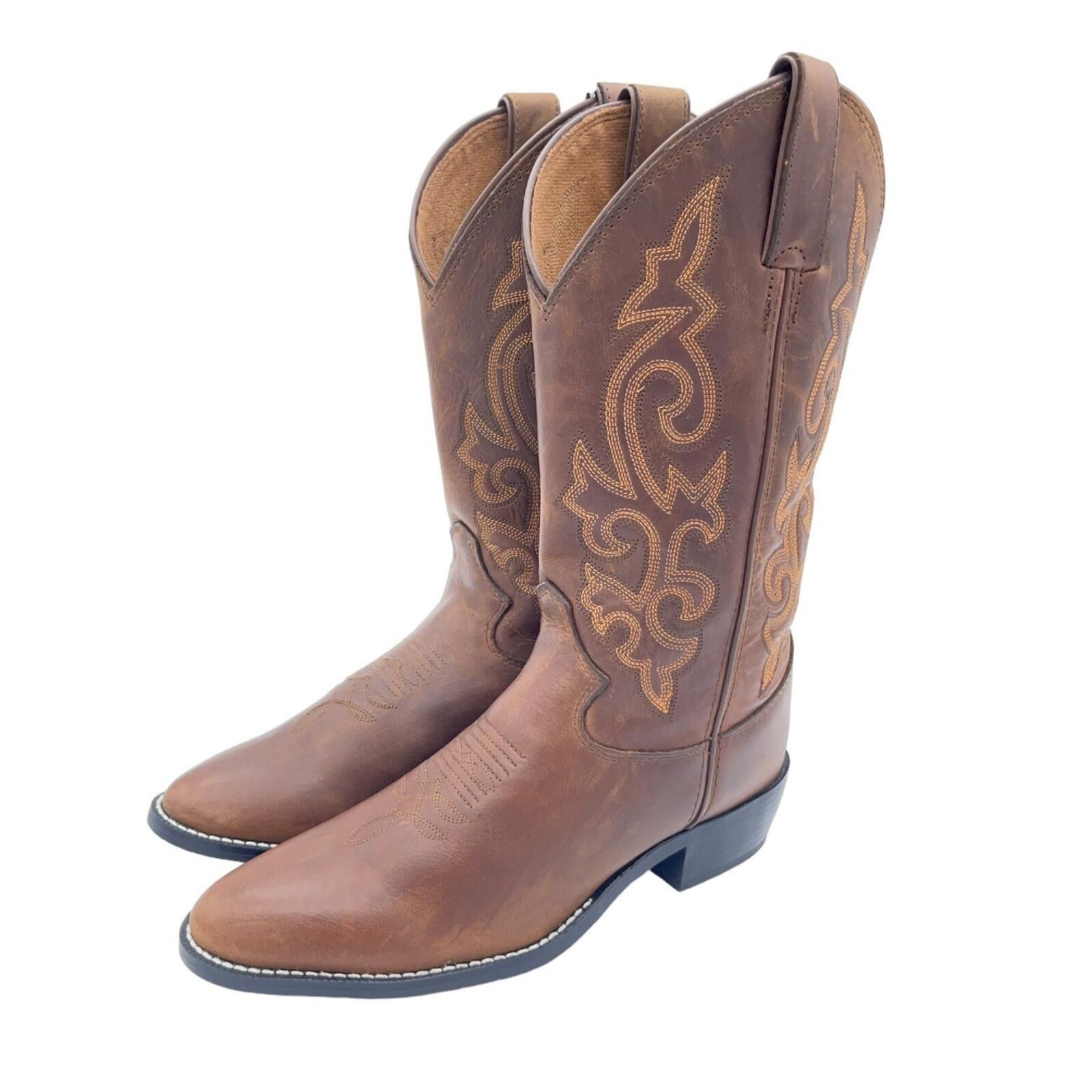 Justin Justin Cowboy Western Leather Boots Brown Youth 4 D 2253 Size US 5 / EU 37 - 2 Thumbnail