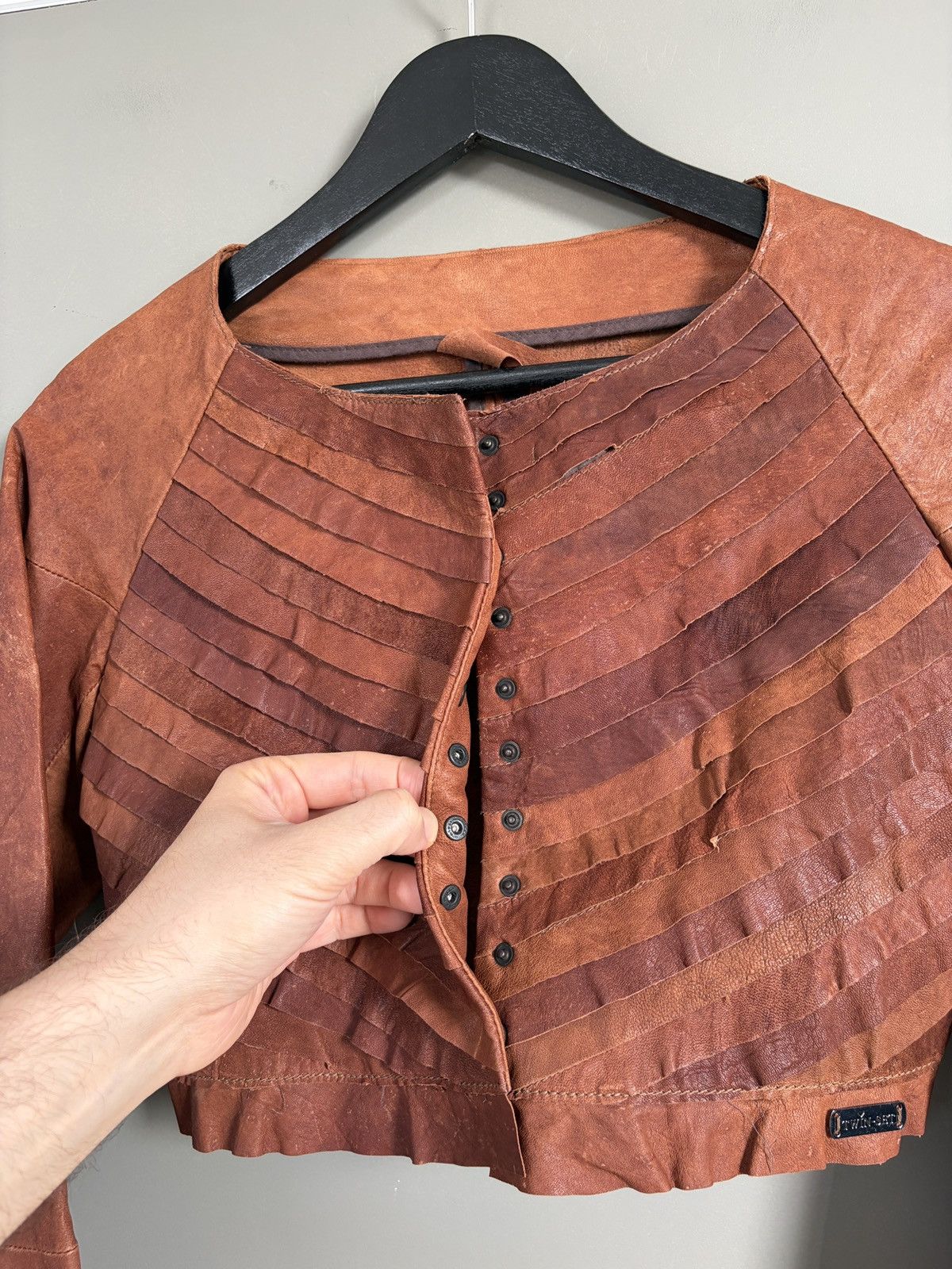 TWINSET Twin Set Simona Barbieri Leather Short Bolero Jacket Size XS / US 0-2 / IT 36-38 - 8 Thumbnail