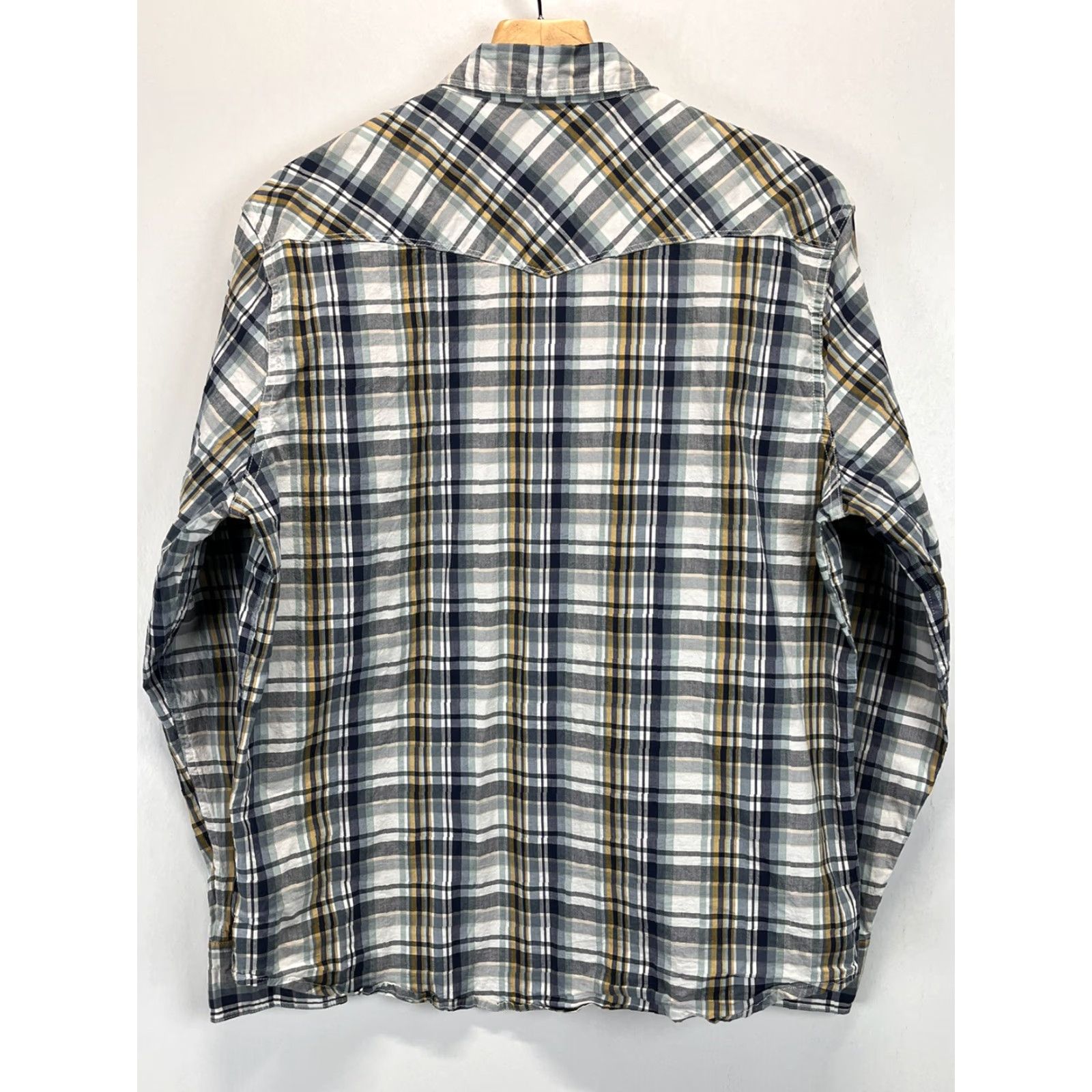 Lucky Brand Lucky Brand Classic Fit Mens Large Blue Green Plaid Western Pearl Snap Shirt Size US L / EU 52-54 / 3 - 2 Thumbnail