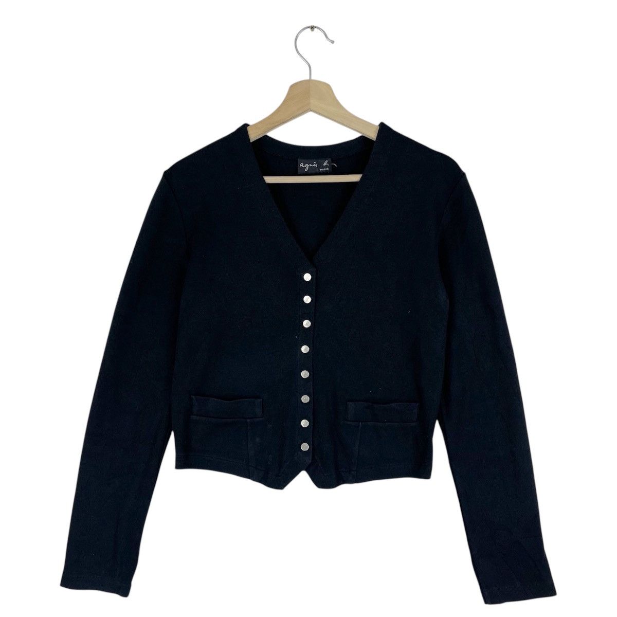 トップス 90s agnes b. homme Snap-Button Cardigan black Bronze snap cardigan