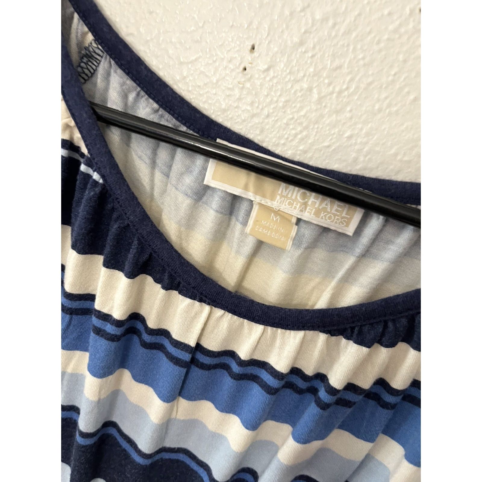 Michael Kors Michael Kors Shirt Womens Medium Blue Striped Long Sleeve Cotton Casual Shirt Size M / US 6-8 / IT 42-44 - 3 Thumbnail