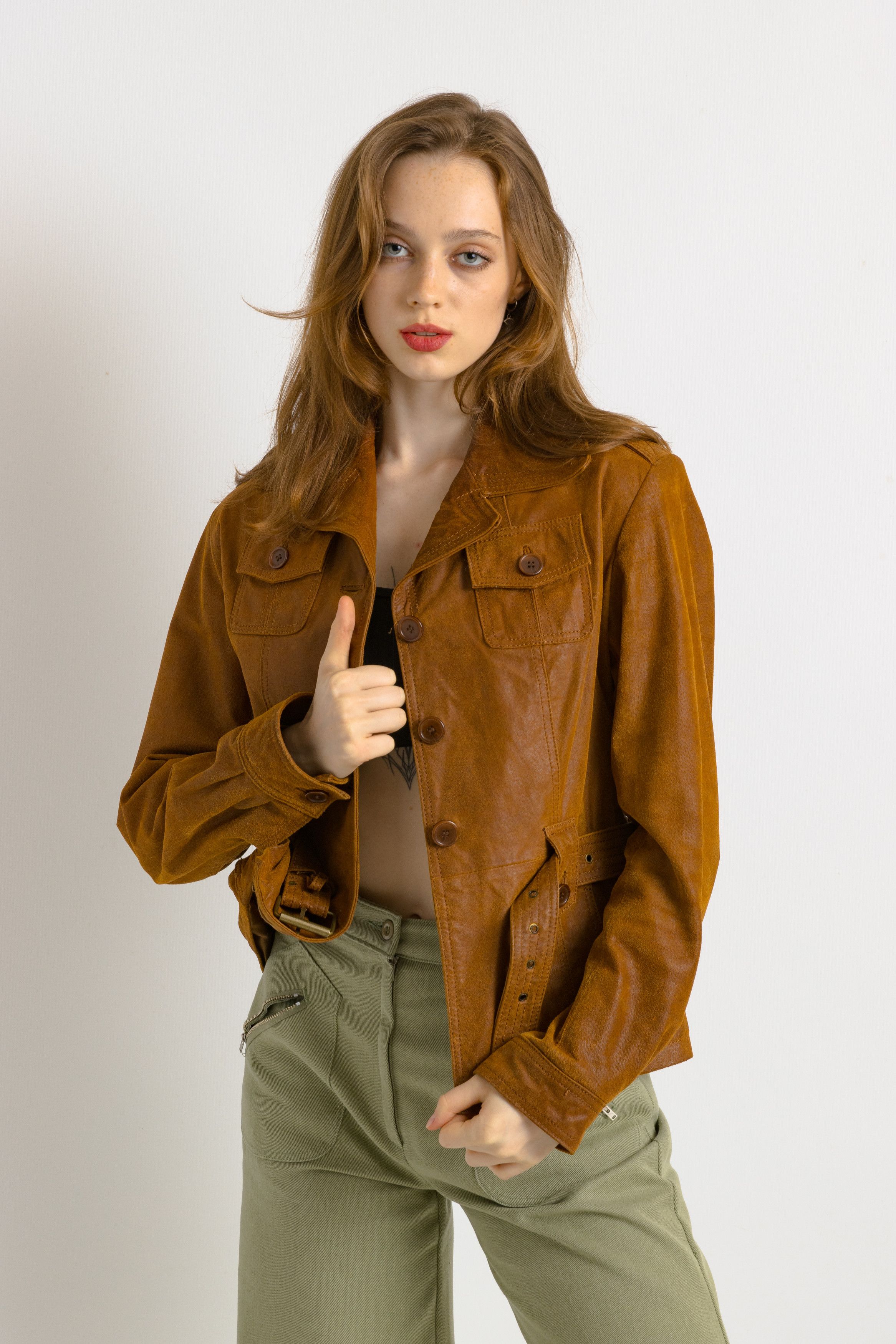 Other 80s Grunge Jacket Camel Leather Jacket Size 38 7498 Size M / US 6-8 / IT 42-44 - 2 Thumbnail