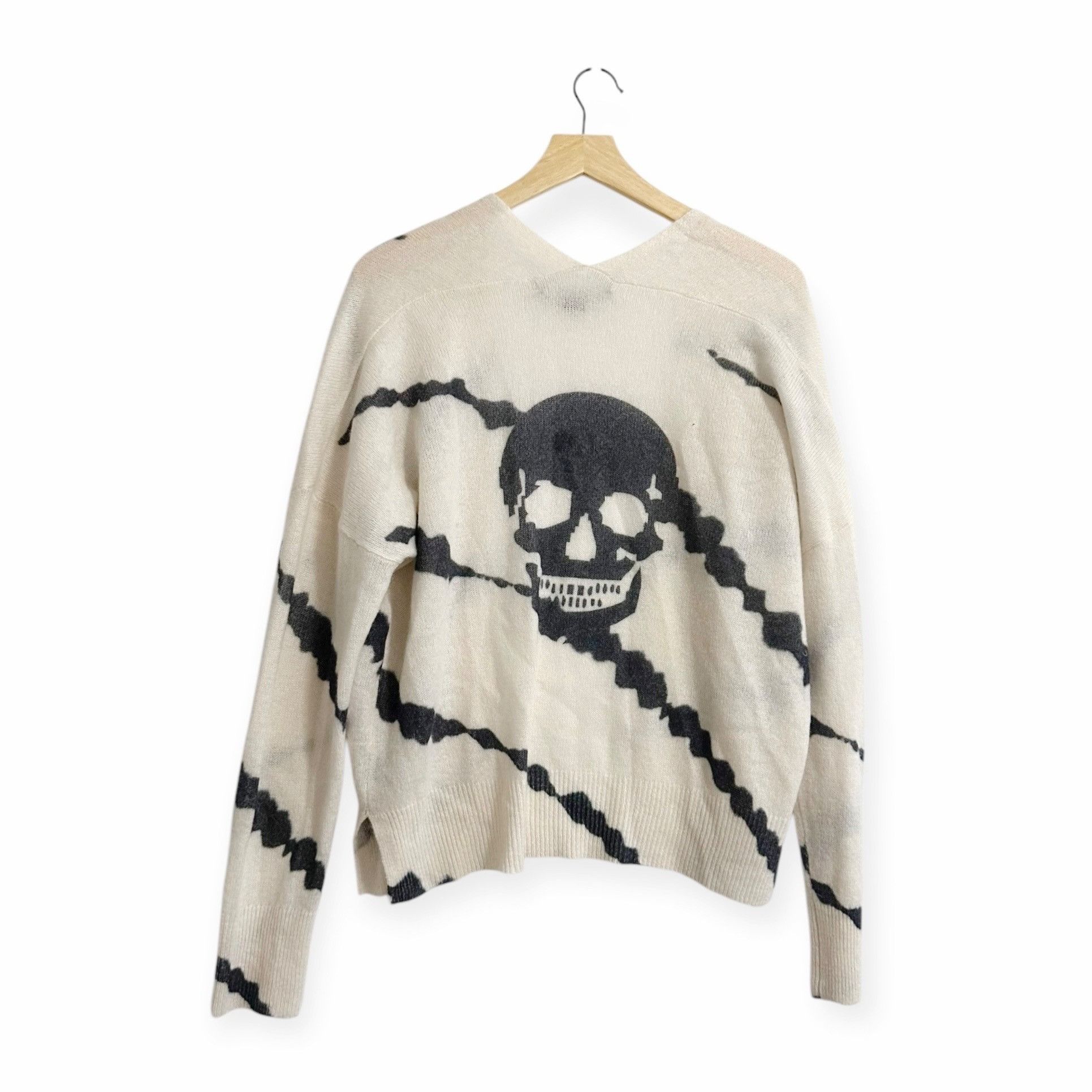 360Cashmere 360 Cashmere Alexina Open Front Cardigan, White/ Charcoal, S Size S / US 4 / IT 40 - 2 Thumbnail