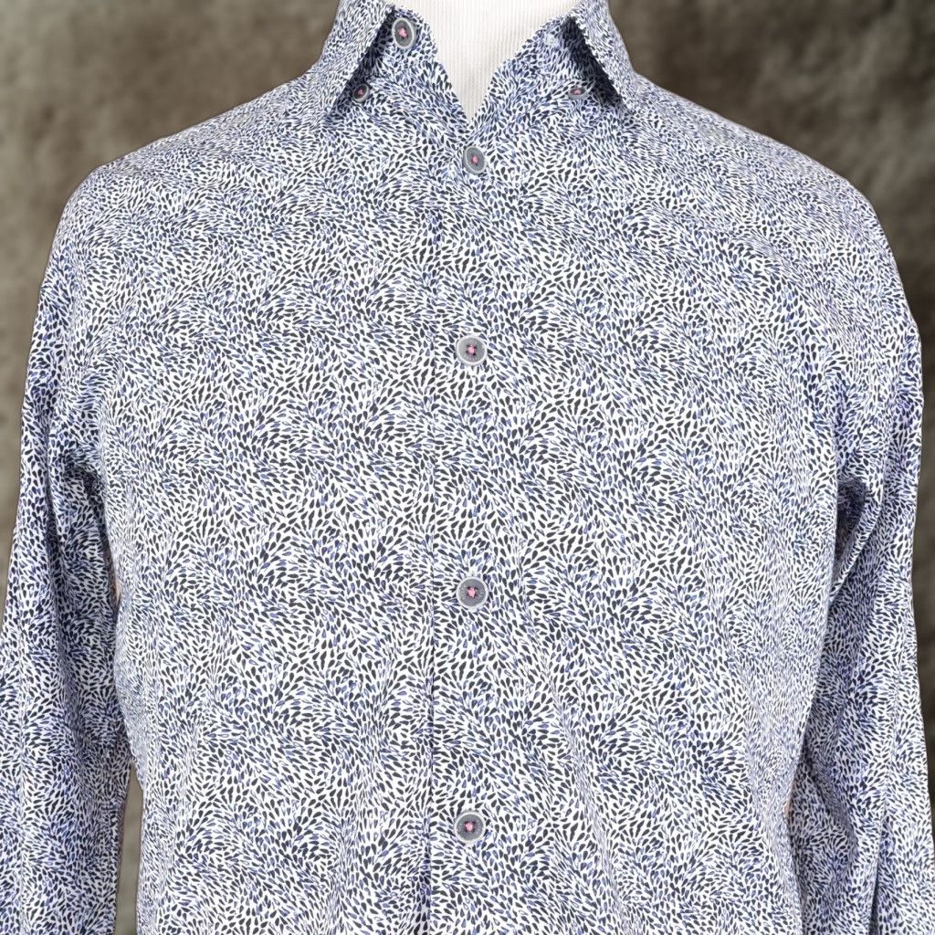 Ted Baker Ted Baker Shirt Mens 3 Medium Blue White Celnor Floral Print Long Sleeve Cotton Size US M / EU 48-50 / 2 - 1 Thumbnail