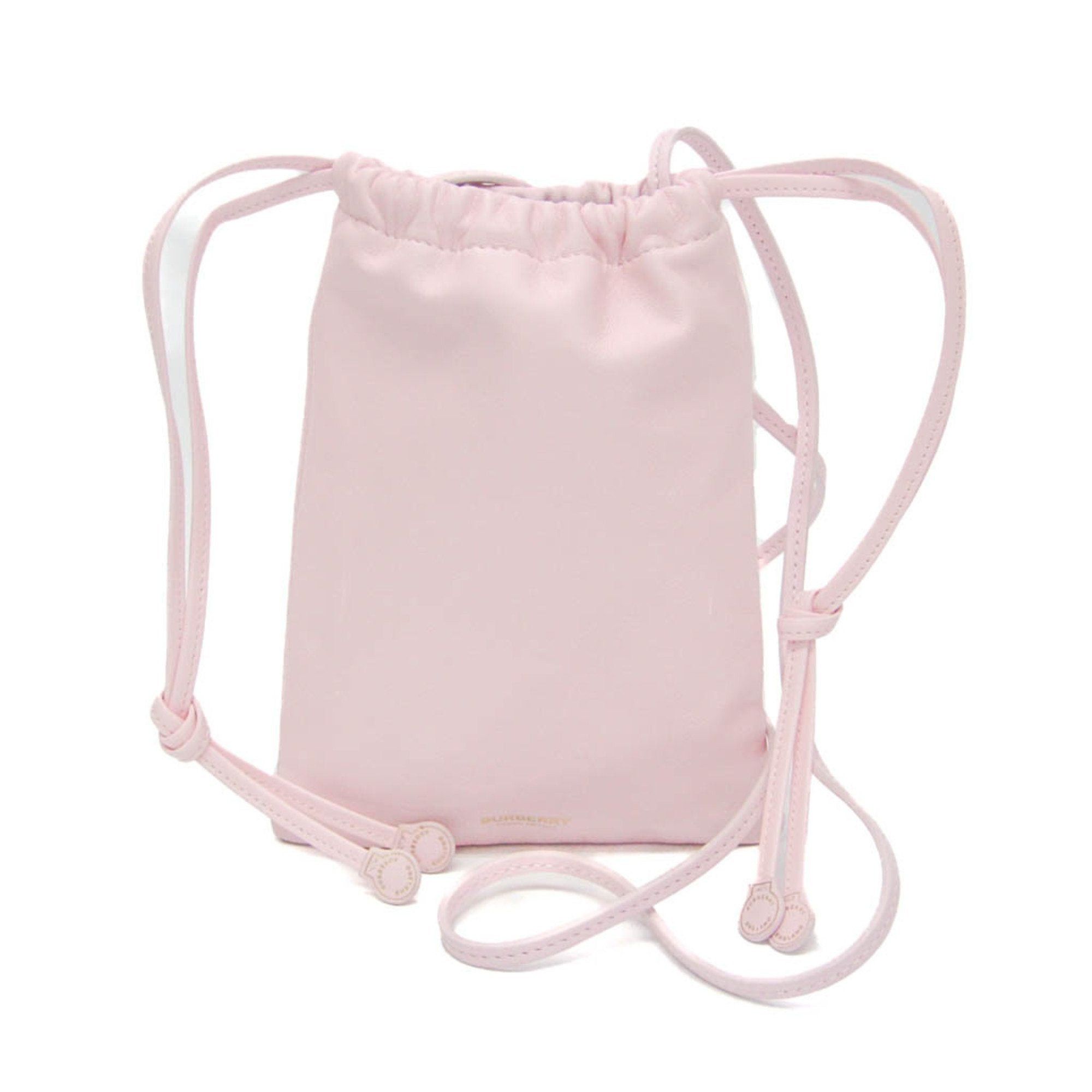image of Burberry Mini Pochette 8030365 Women's Leather Pochette,shoulder Bag Pink