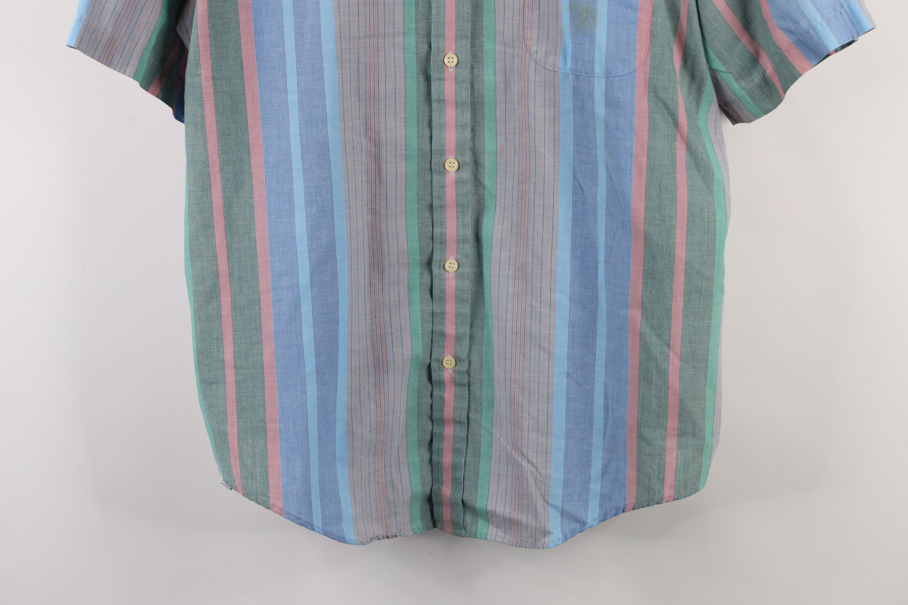 Vintage Vintage 90 Streetwear Pastel Rainbow Striped Button Shirt Size US XL / EU 56 / 4 - 3 Thumbnail