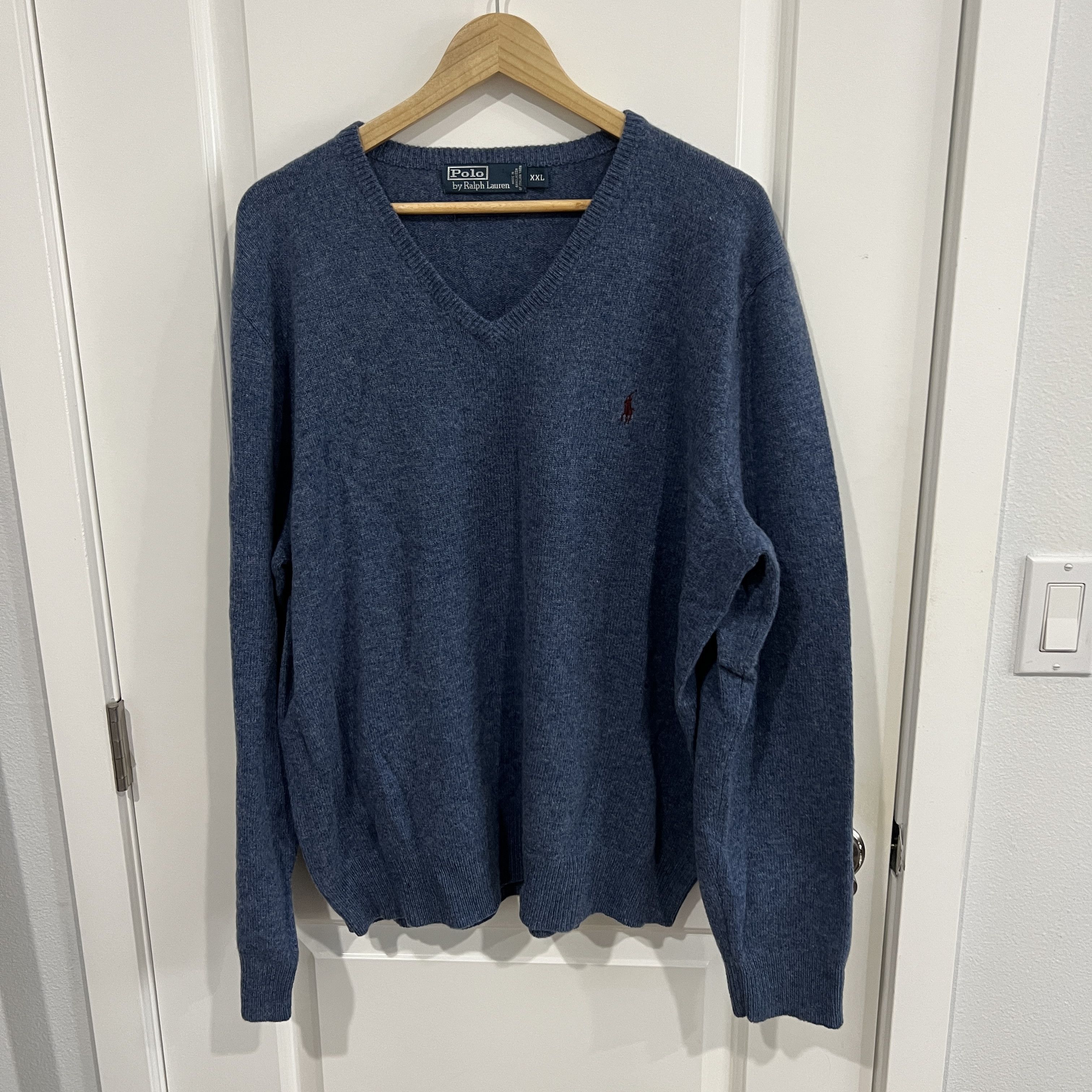 Polo Ralph Lauren Vintage Ralph Lauren V-Neck Sweater 100% Lambswool - XXL Size US XXL / EU 58 / 5 - 1 Thumbnail